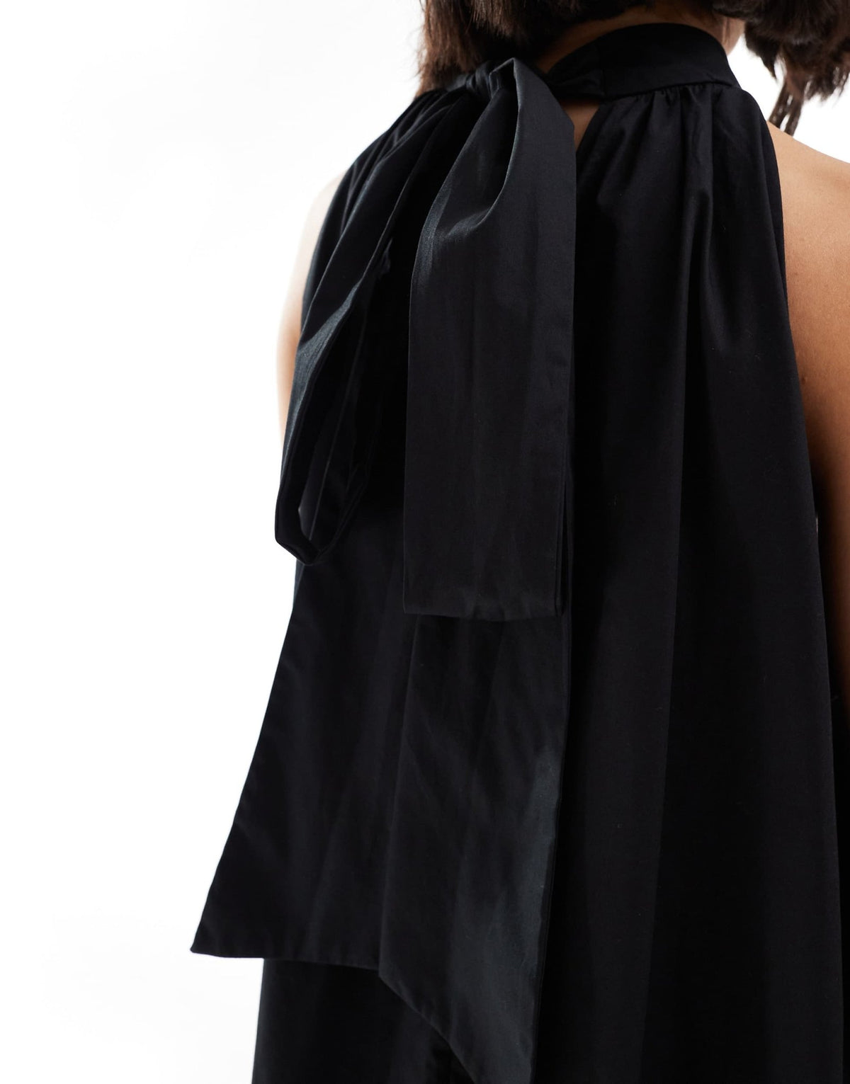 & Other Stories sleeveless mini dress with tiered hem and back bow tie in black - ASOS Sample Sale