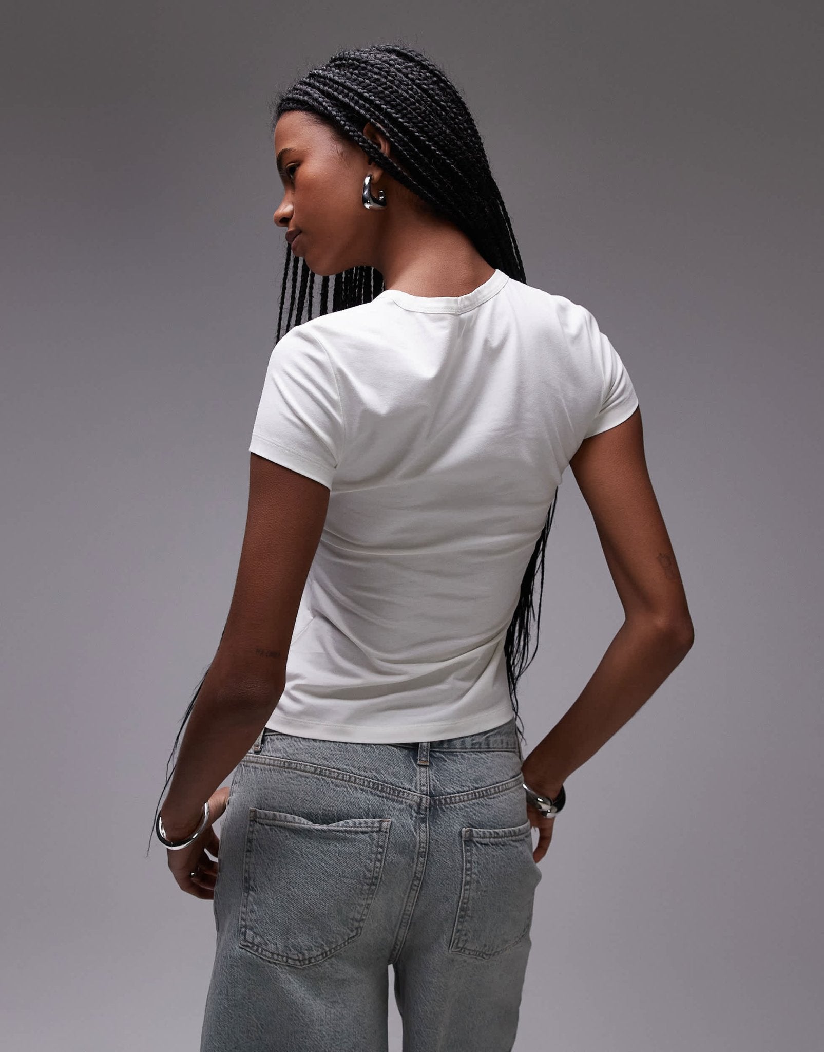 & Other Stories slim fi t-shirt in white with mini croissant embroidery - ASOS Sample Sale