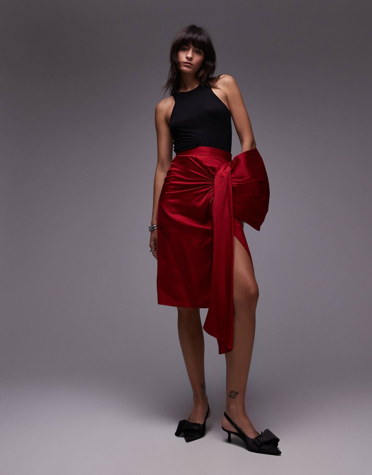 & Other Stories slingback kitten heels with diamante bow in black - ASOS Sample Sale