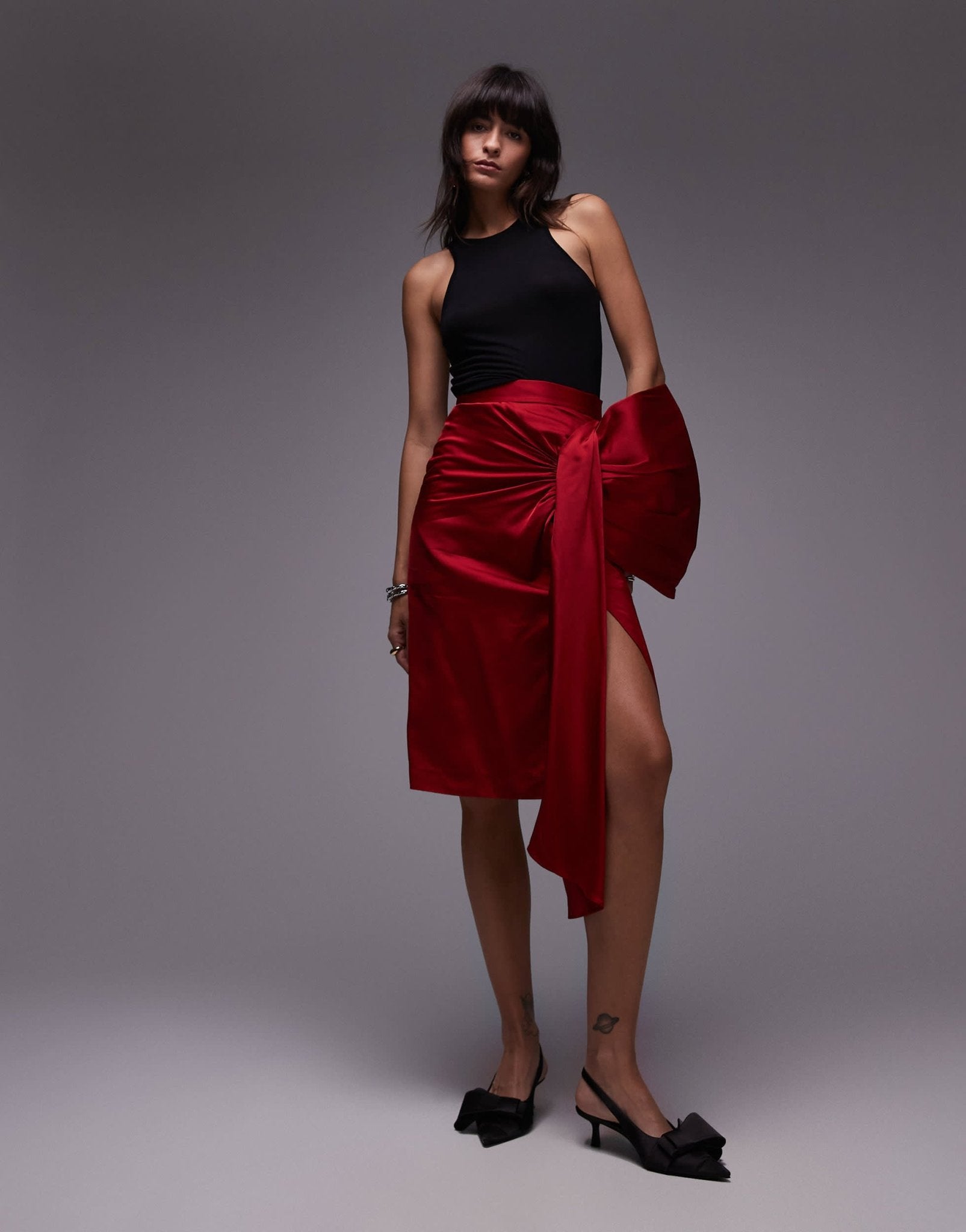 & Other Stories slingback kitten heels with diamante bow in black - ASOS Sample Sale