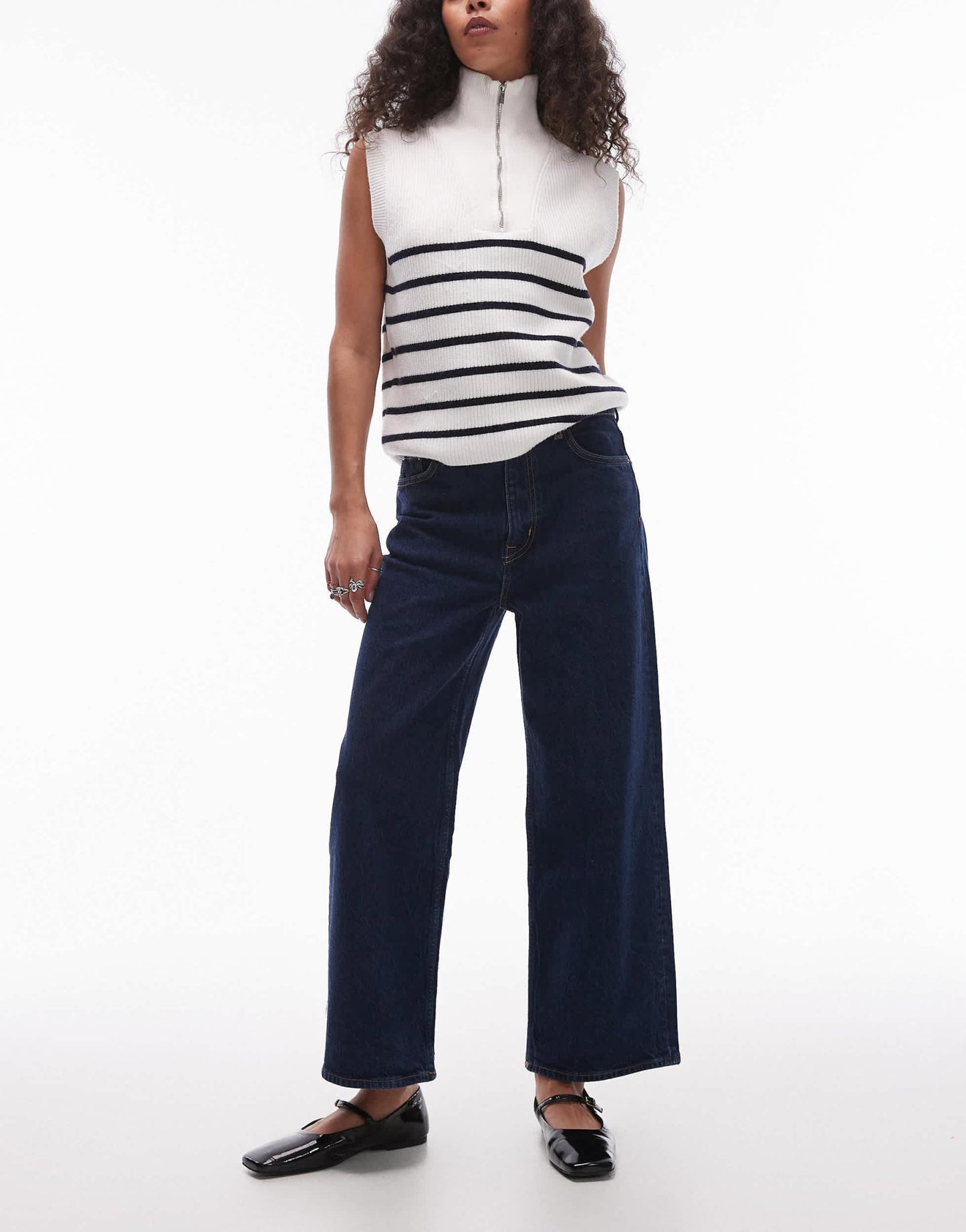& Other Stories stretch wide leg cropped jeans in blue rinse - ASOS Sample Sale