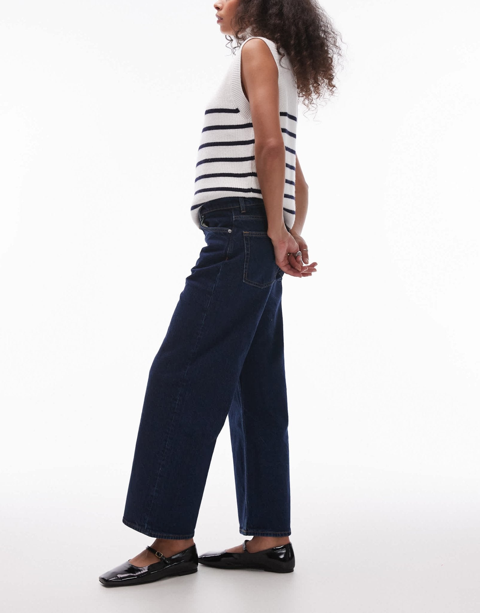 & Other Stories stretch wide leg cropped jeans in blue rinse - ASOS Sample Sale