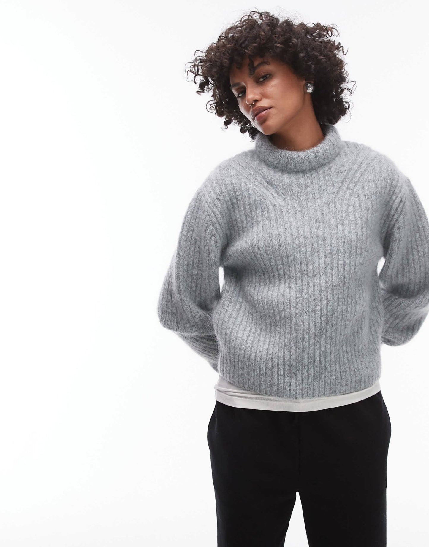 & Other Stories supersoft mohair knitted rib sweater in grey - ASOS Sample Sale