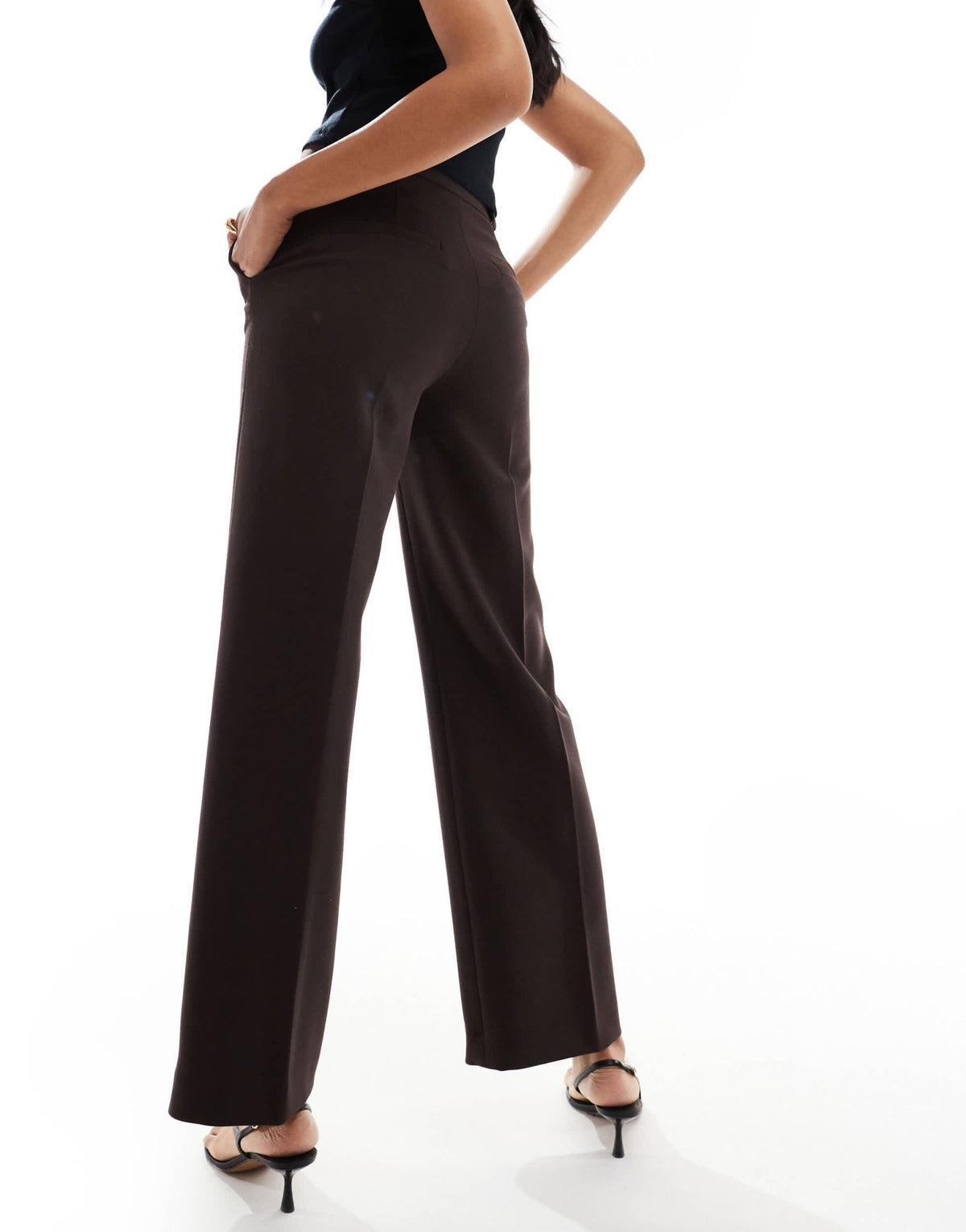 & Other Stories tailored flared trousers in dark brown - ASOS Sample Sale