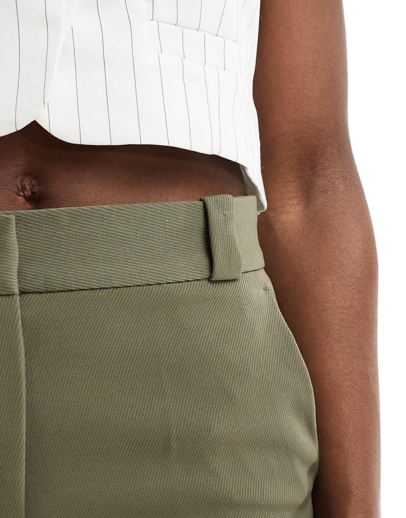 & Other Stories tailored flared trousers in khaki - ASOS Sample Sale