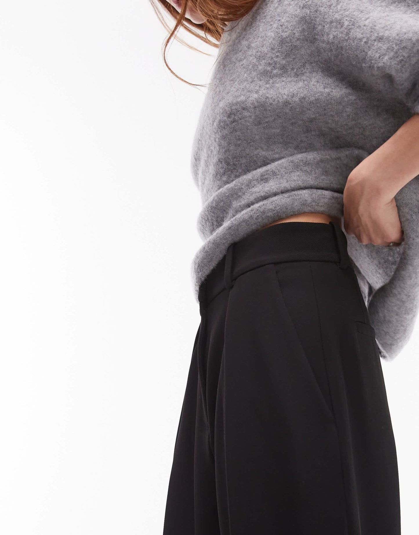 & Other Stories tailored tapered leg trousers with front pleat detail in black - ASOS Sample Sale
