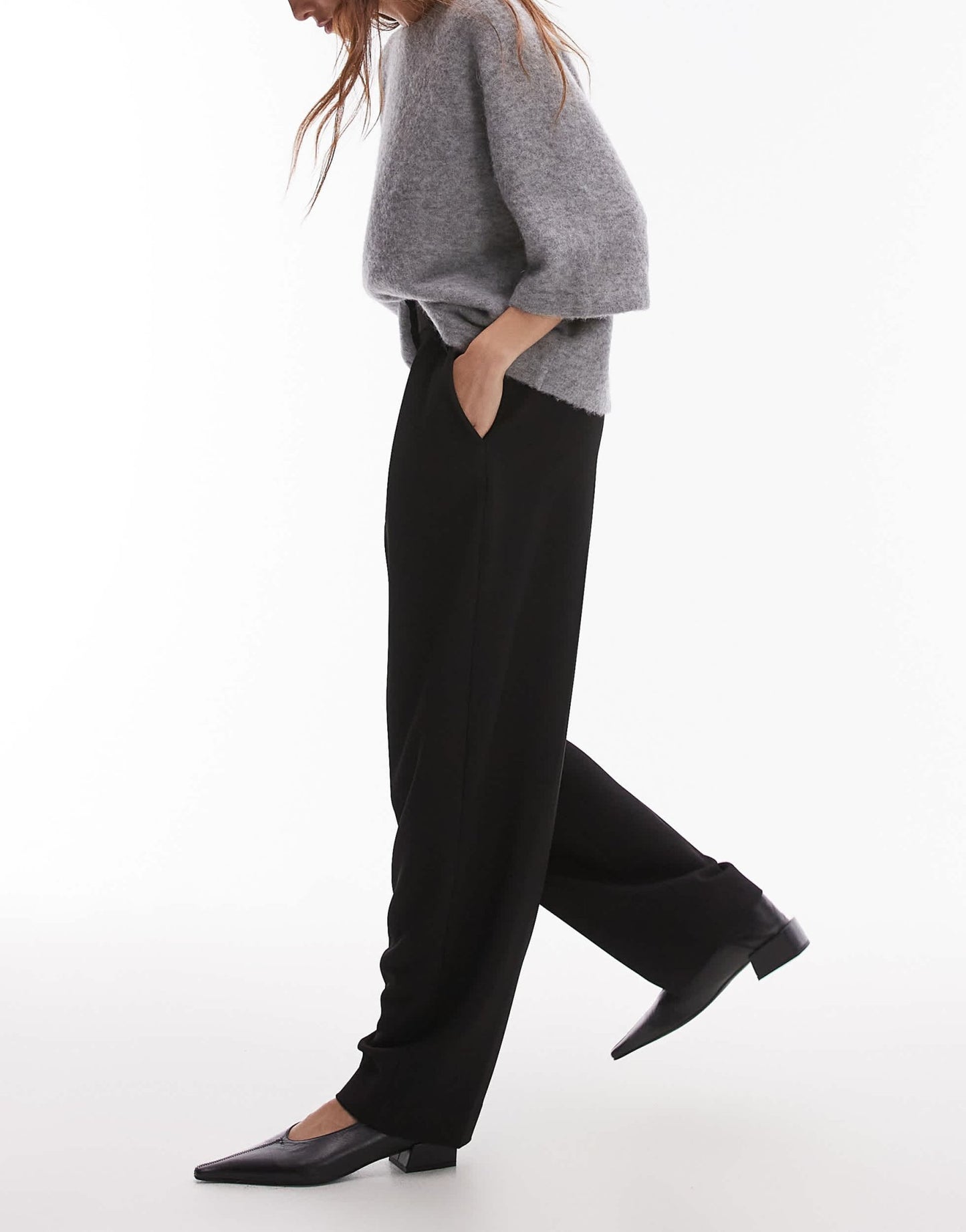 & Other Stories tailored tapered leg trousers with front pleat detail in black - ASOS Sample Sale