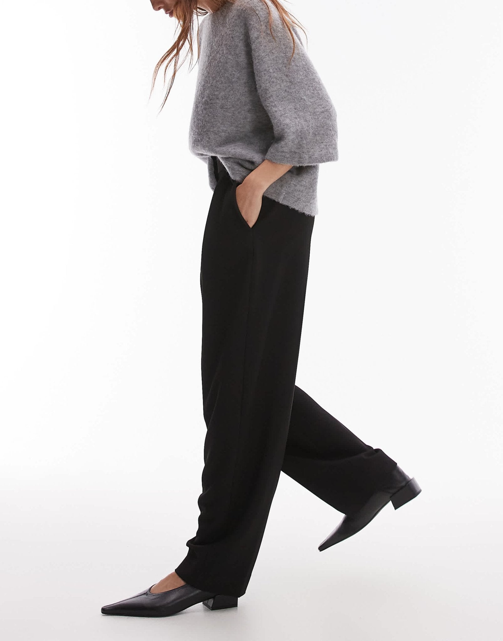 & Other Stories tailored tapered leg trousers with front pleat detail in black - ASOS Sample Sale