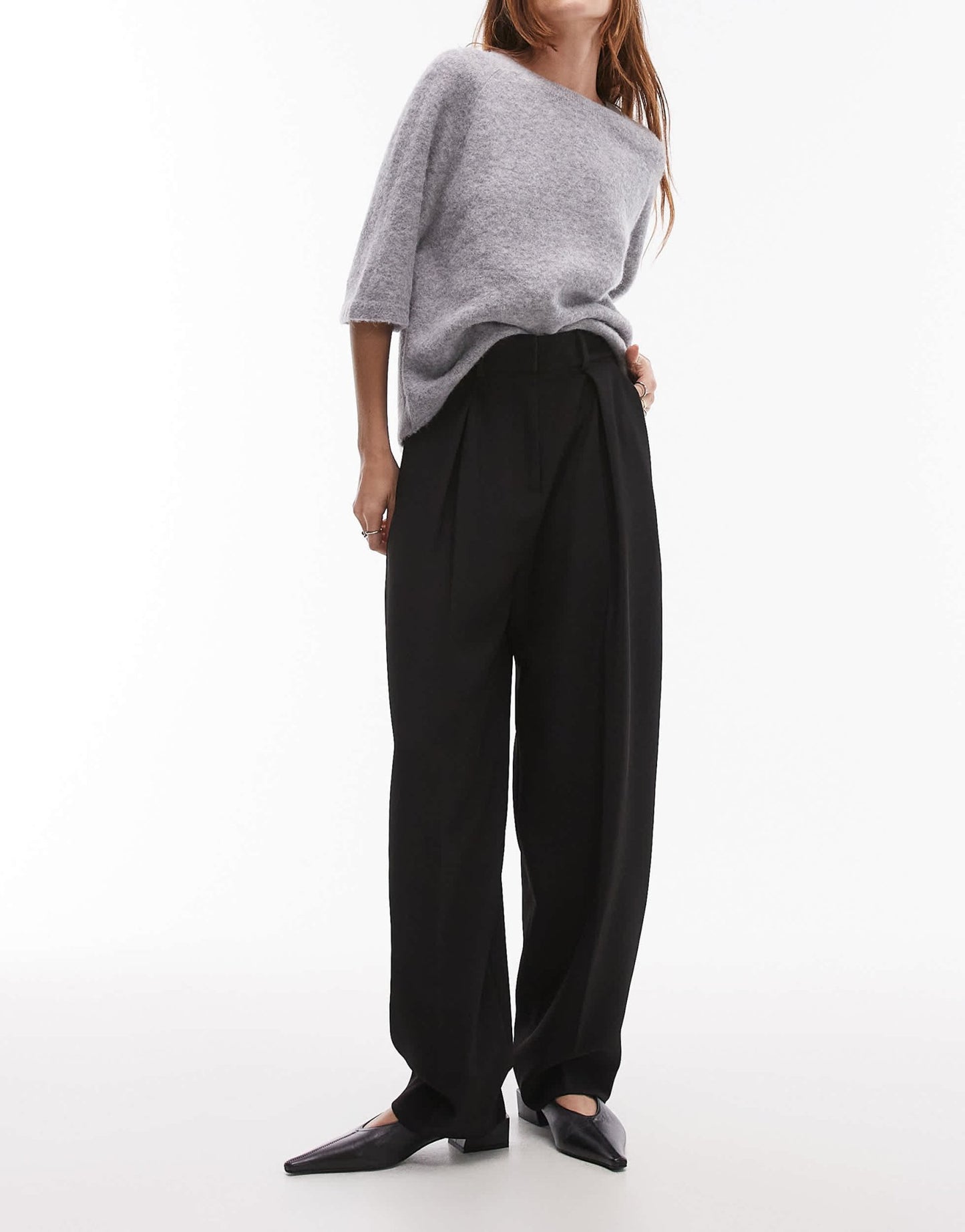 & Other Stories tailored tapered leg trousers with front pleat detail in black - ASOS Sample Sale