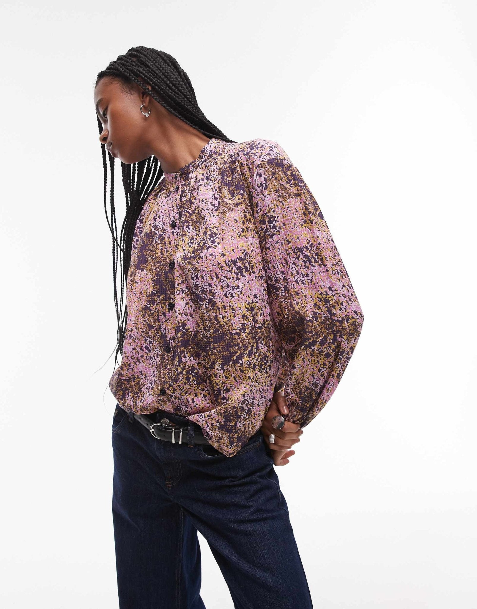 & Other Stories textured blouse in pink abstract print - ASOS Sample Sale