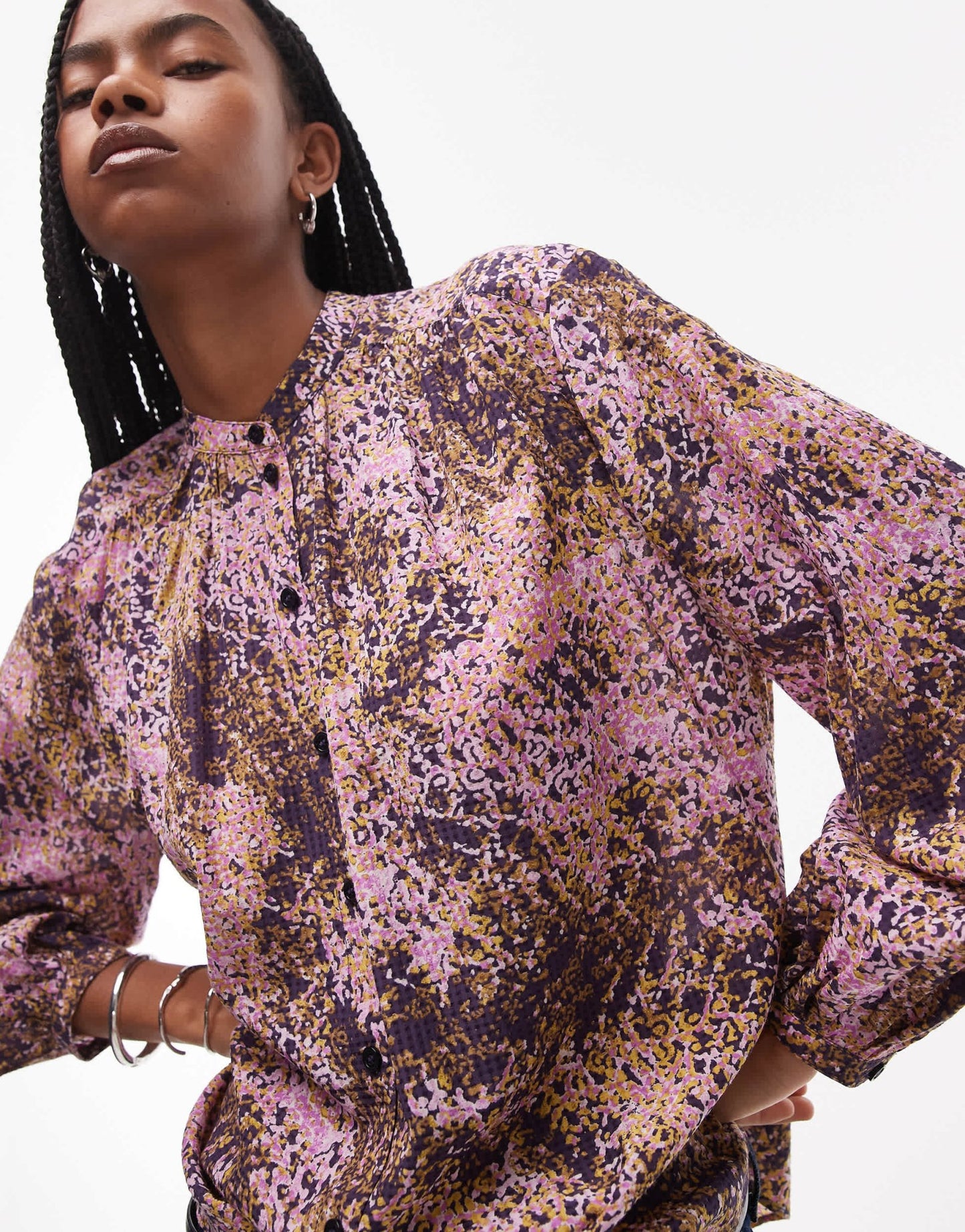 & Other Stories textured blouse in pink abstract print - ASOS Sample Sale