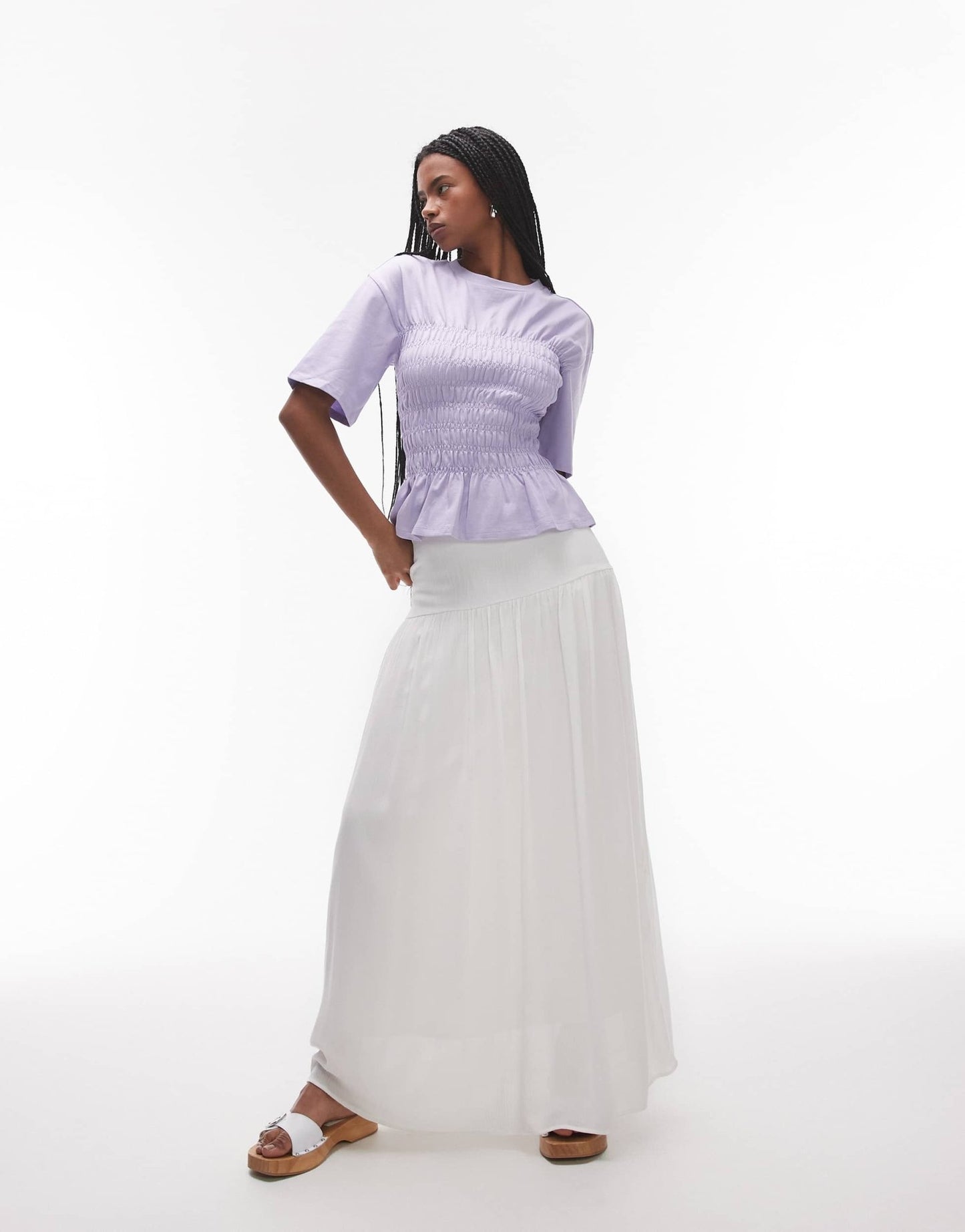 & Other Stories top with ruche corset detail in lilac - ASOS Sample Sale