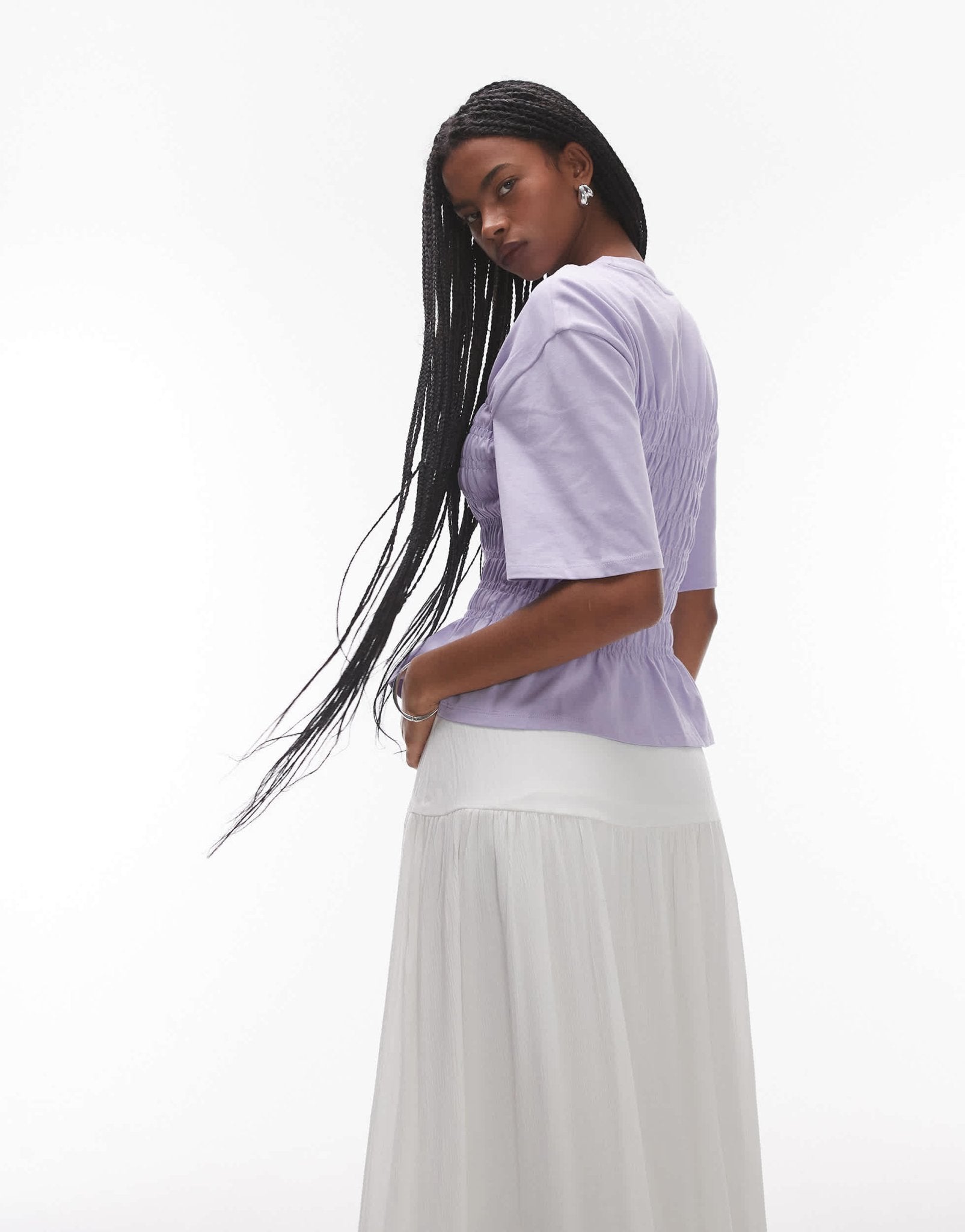& Other Stories top with ruche corset detail in lilac - ASOS Sample Sale