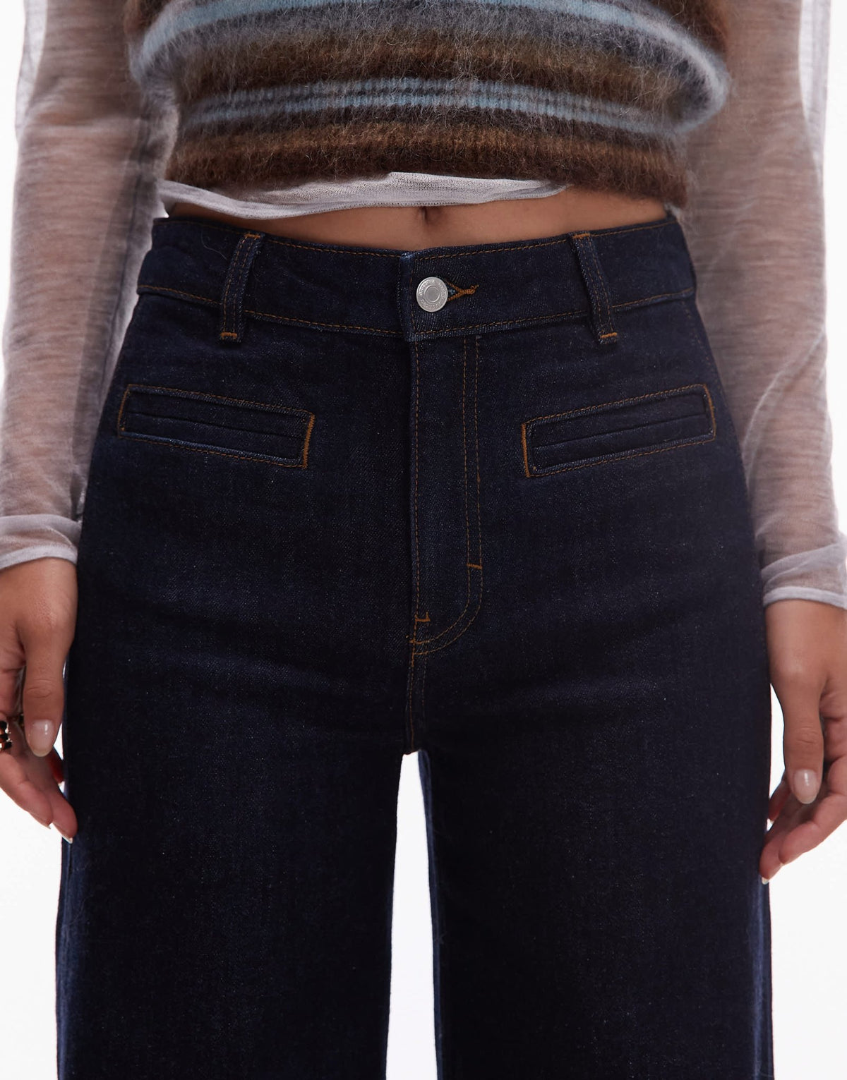 & Other Stories wide leg jeans with jet pockets in dark wash blue - ASOS Sample Sale