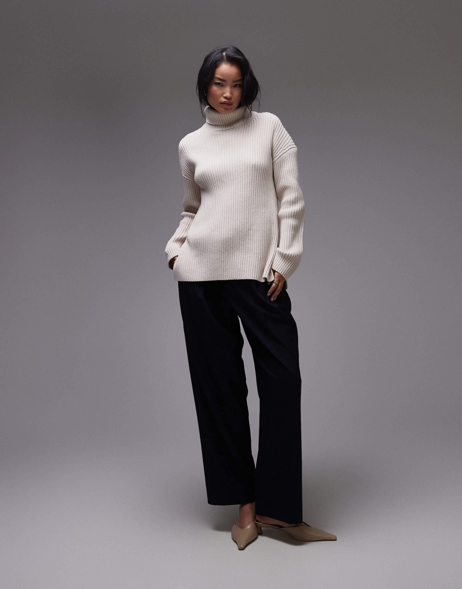 & Other Stories wool and cotton blend knit oversized sweater in off white - ASOS Sample Sale