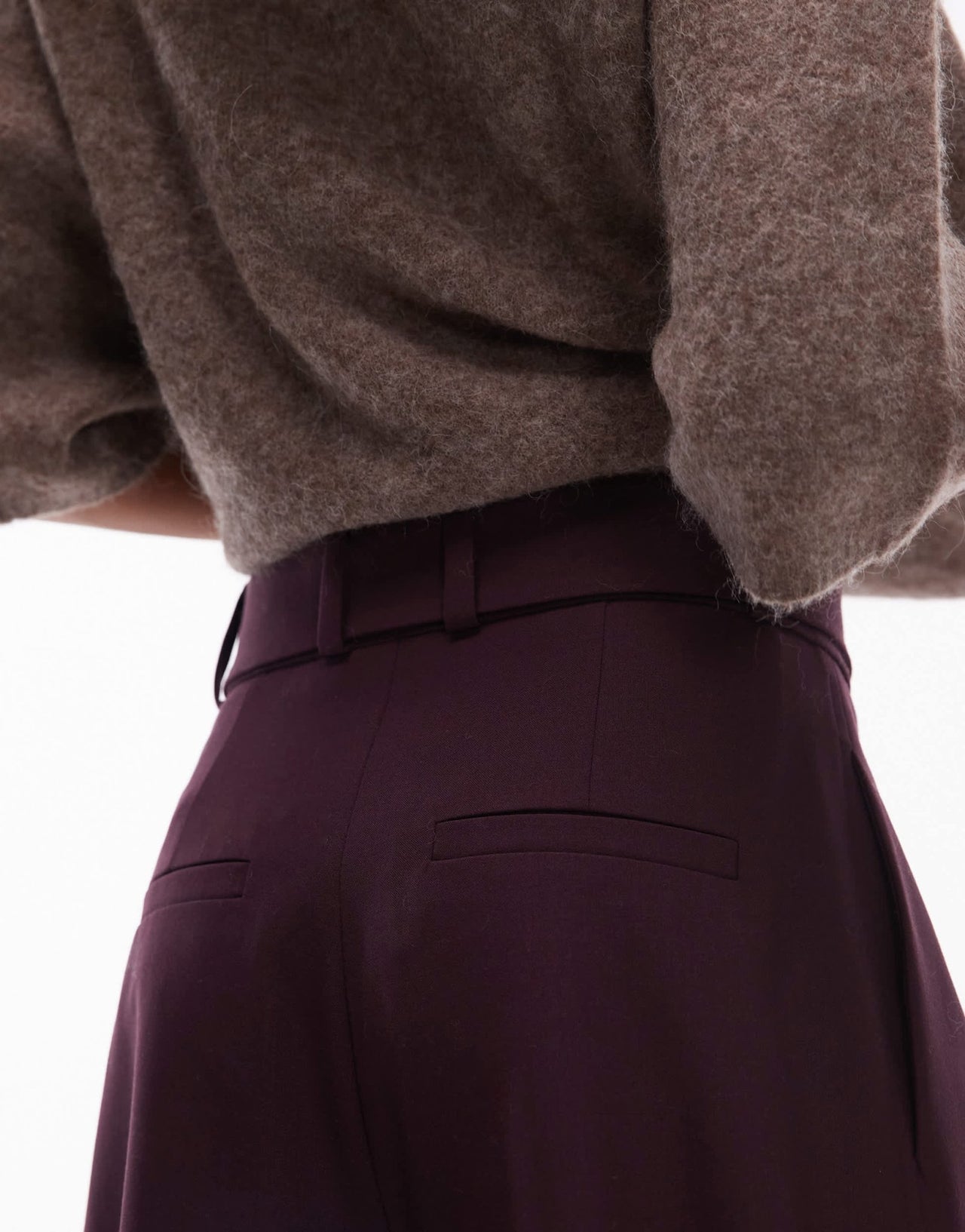 & Other Stories wool blend tailored trousers with barrel leg in burgundy - ASOS Sample Sale