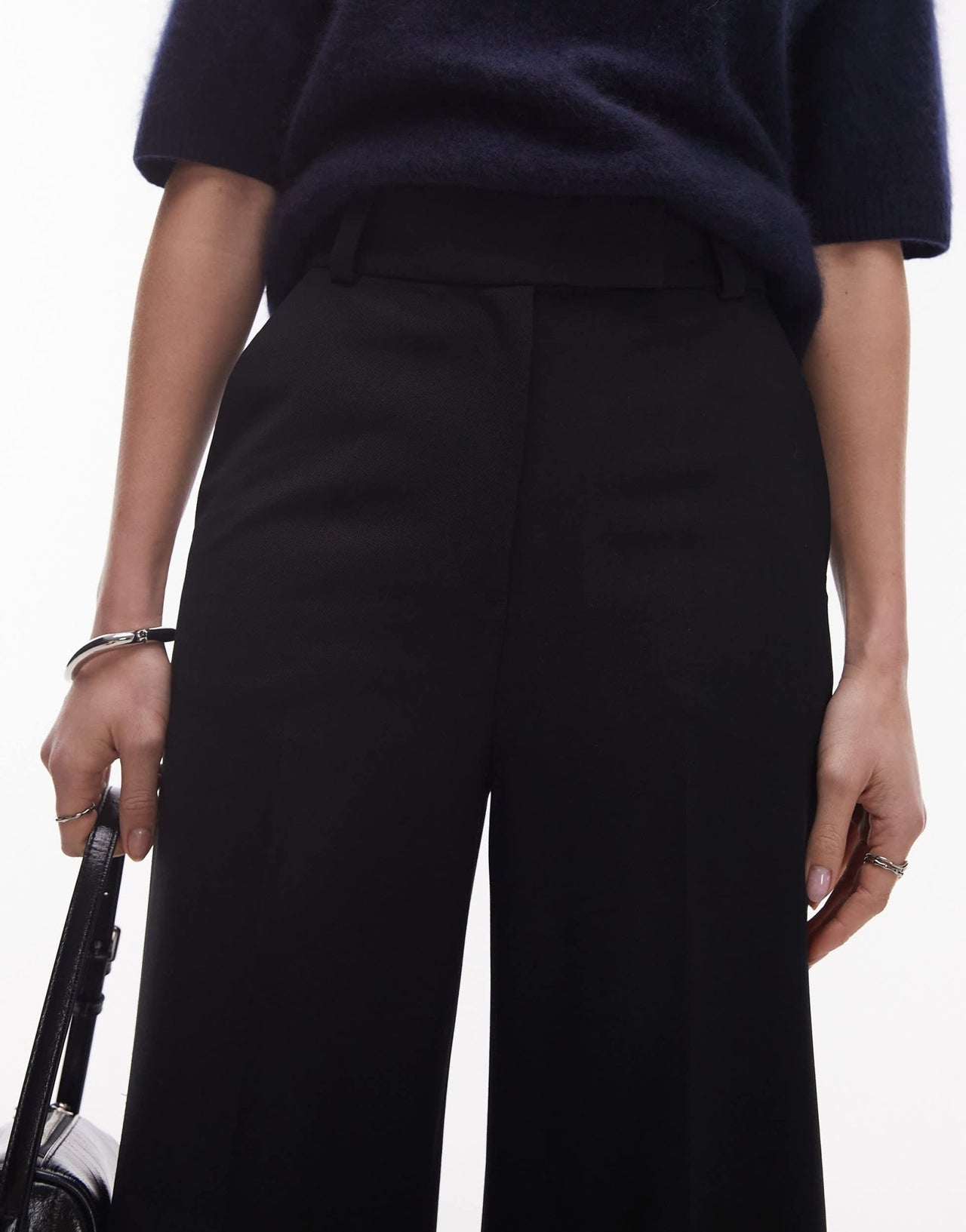 & Other Stories wool blend tailored wide leg trousers in black - ASOS Sample Sale