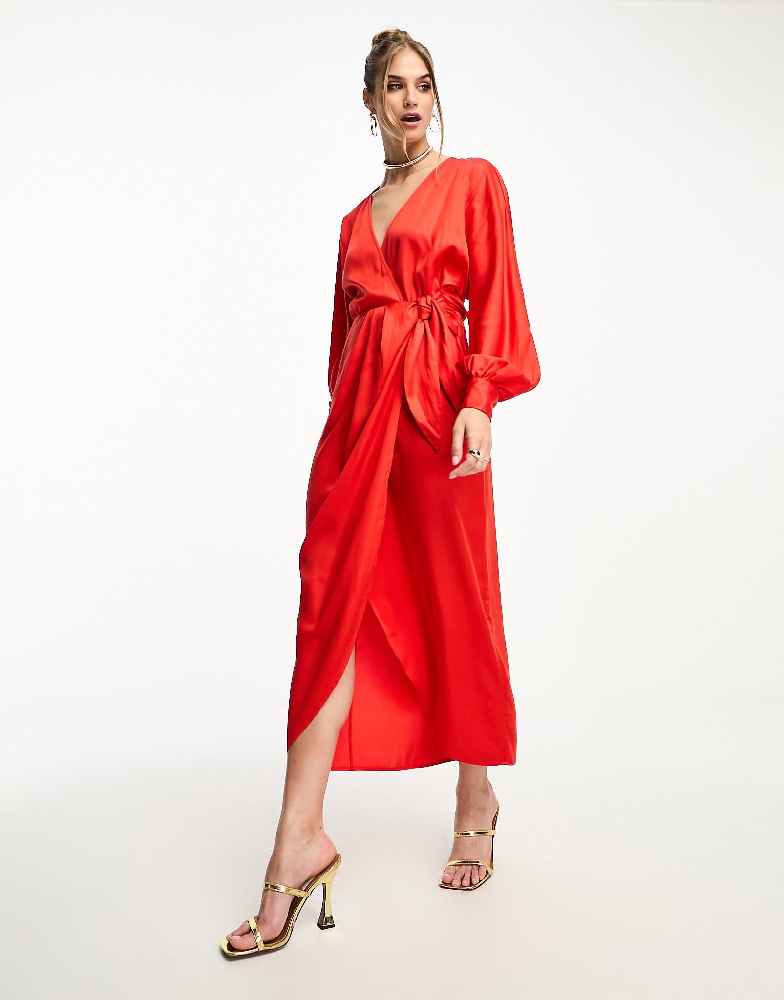 & Other Stories wrap midaxi dress in red - ASOS Sample Sale