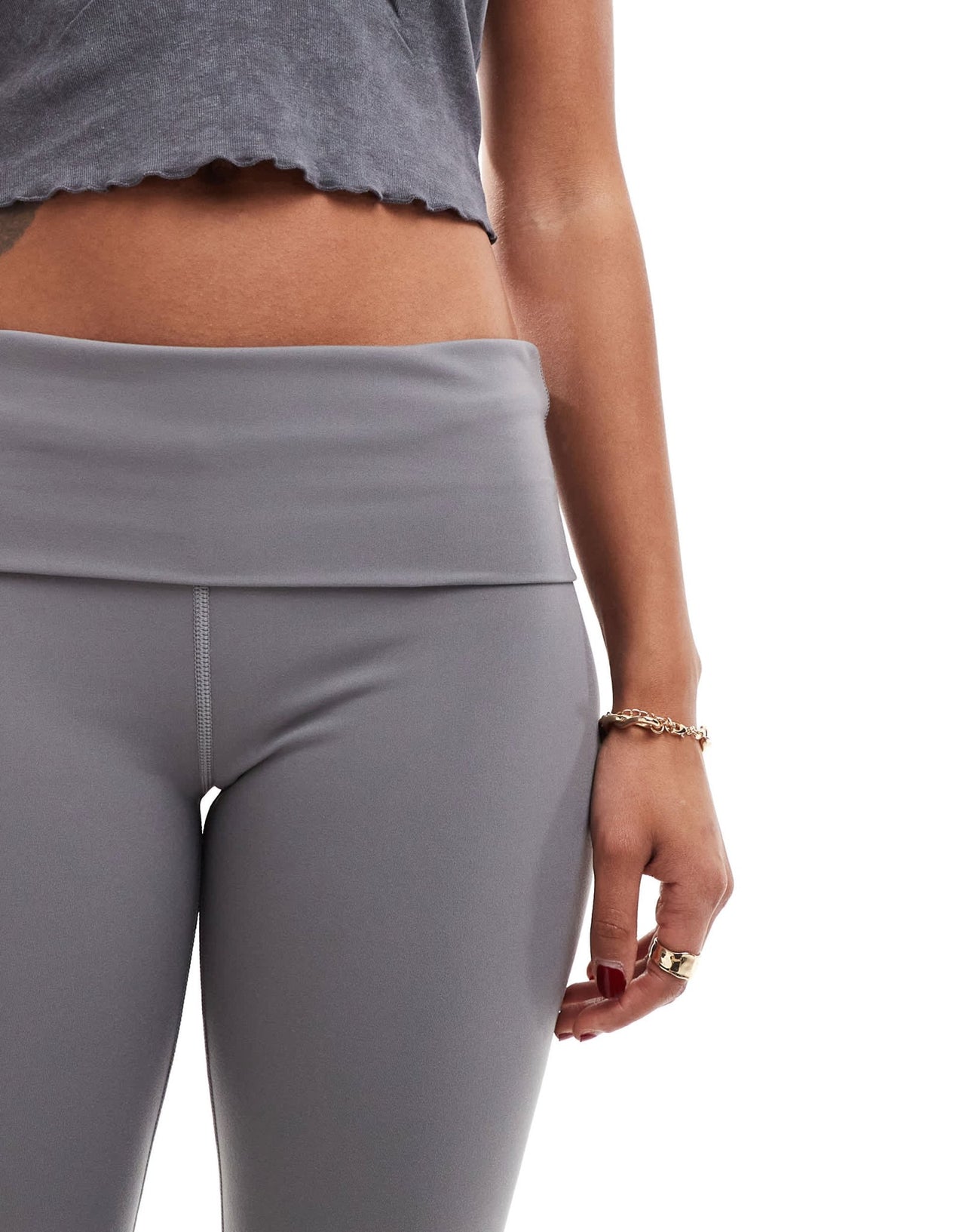 Pacsun foldover waistband stretch flares in grey - ASOS Sample Sale