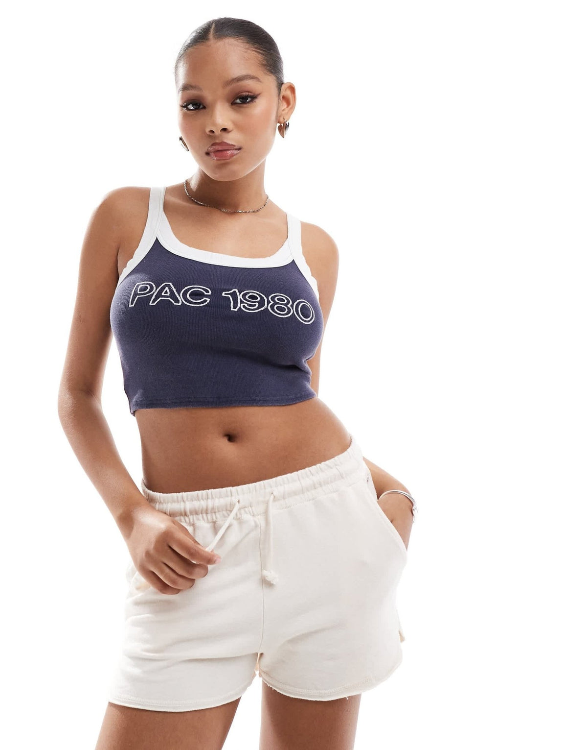 Pacsun mini cropped tank top in navy - ASOS Sample Sale