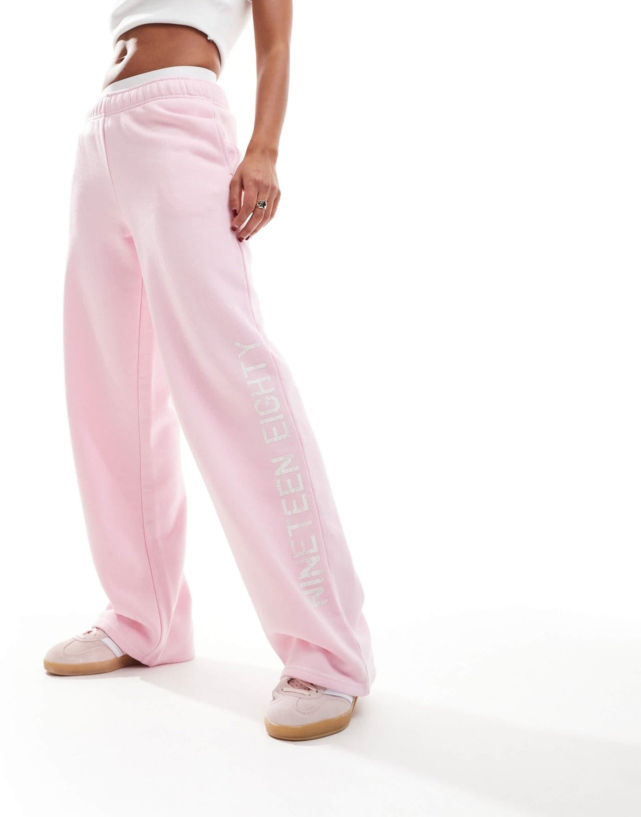 Pacsun sport slogan wide leg tracksuit trousers in pink - ASOS Sample Sale