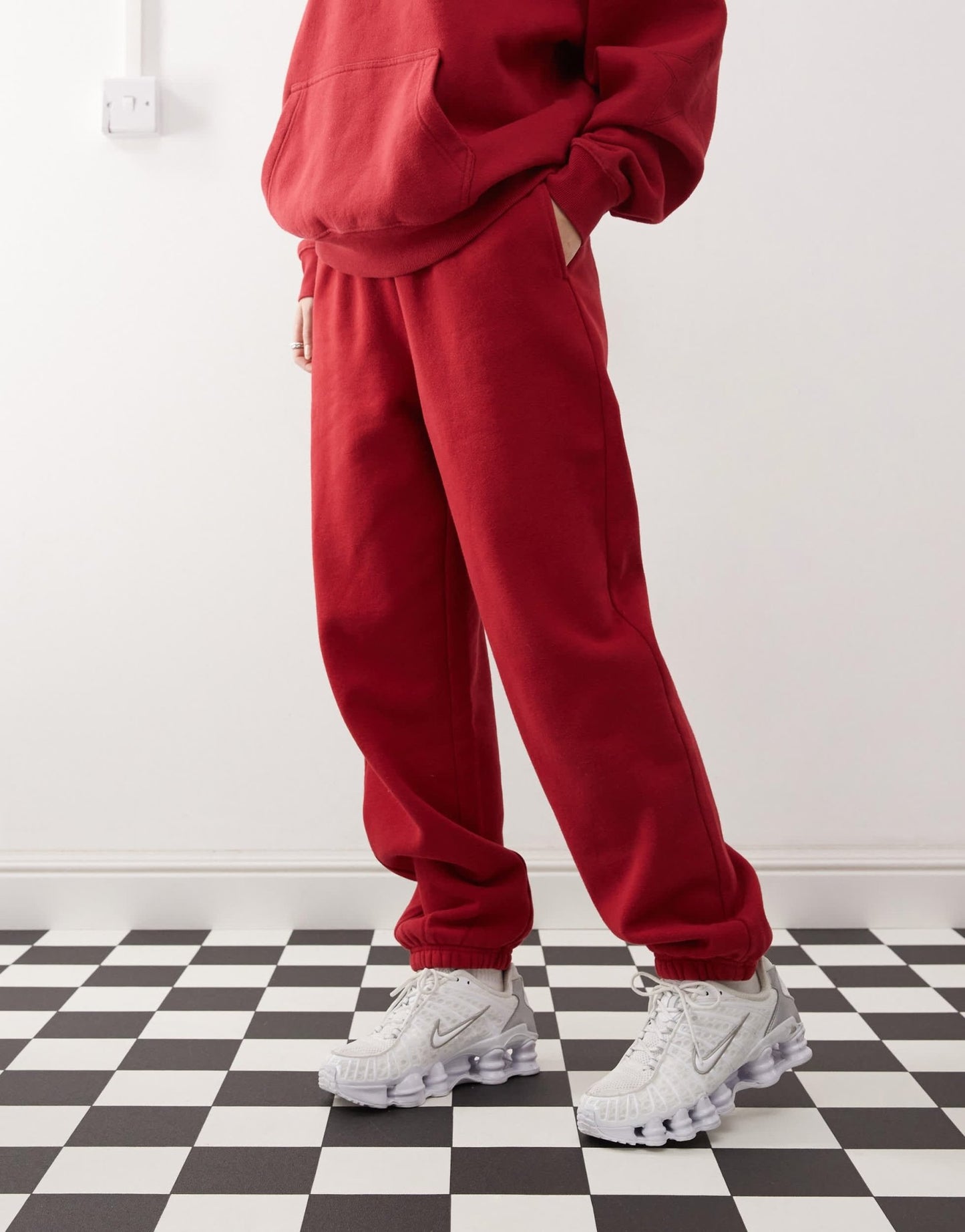 Pacsun washed embroidered joggers co-ord in red - ASOS Sample Sale