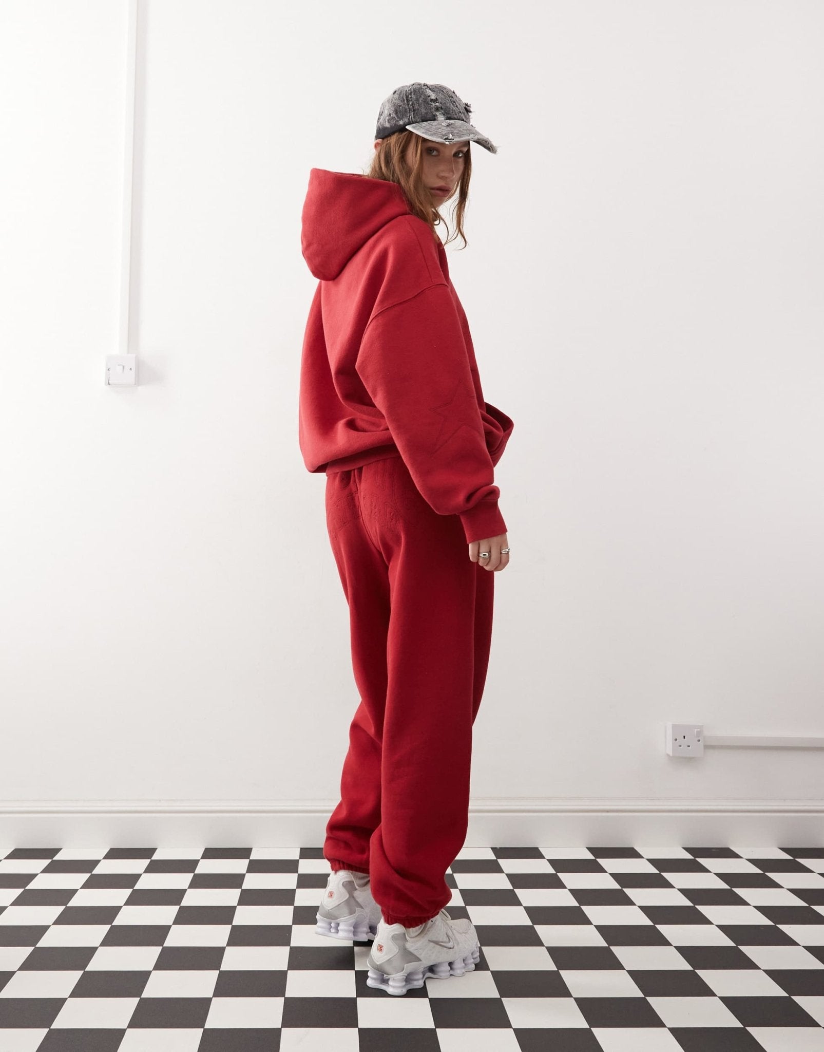 Pacsun washed embroidered joggers co-ord in red - ASOS Sample Sale