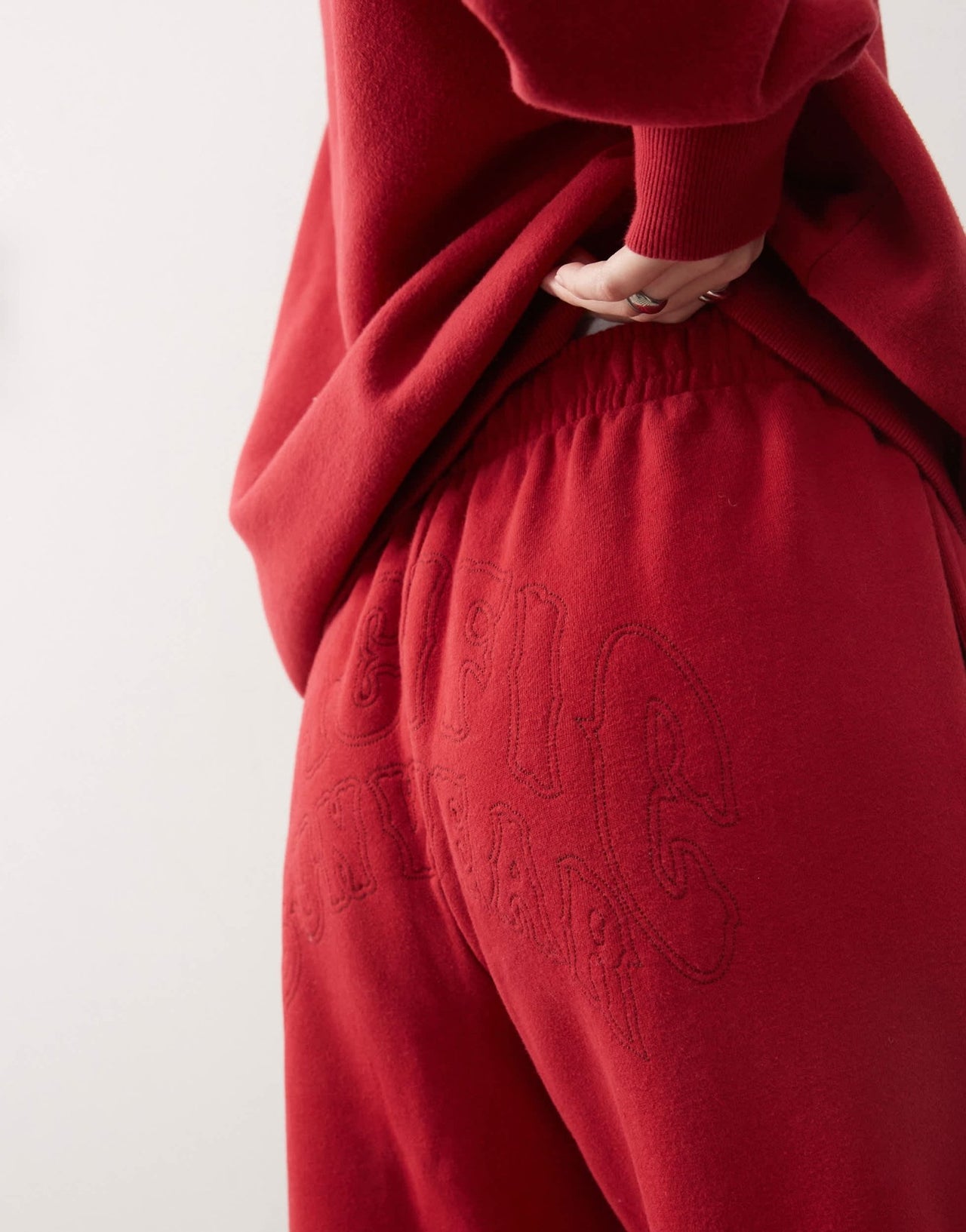 Pacsun washed embroidered joggers co-ord in red - ASOS Sample Sale