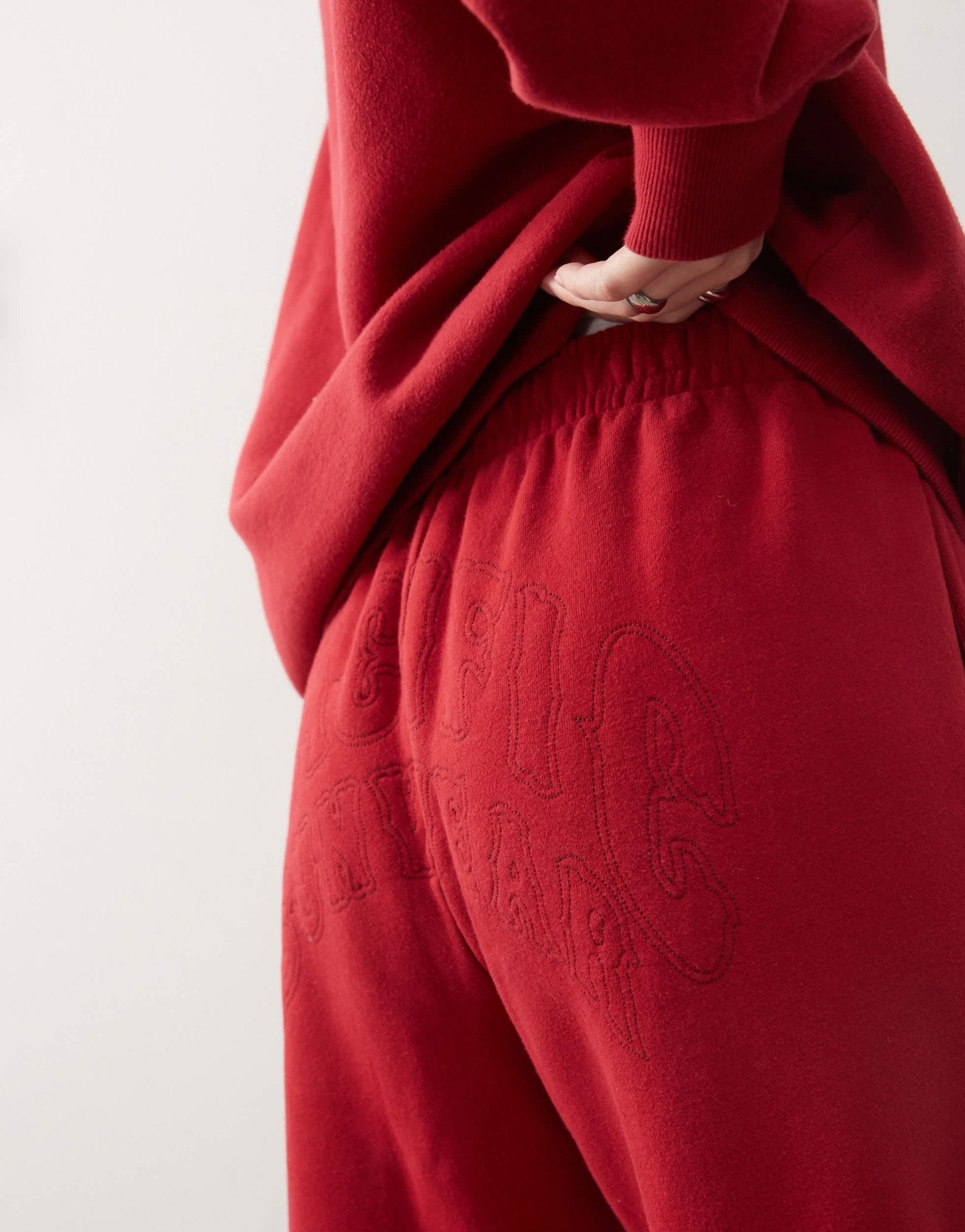 Pacsun washed embroidered joggers co-ord in red - ASOS Sample Sale