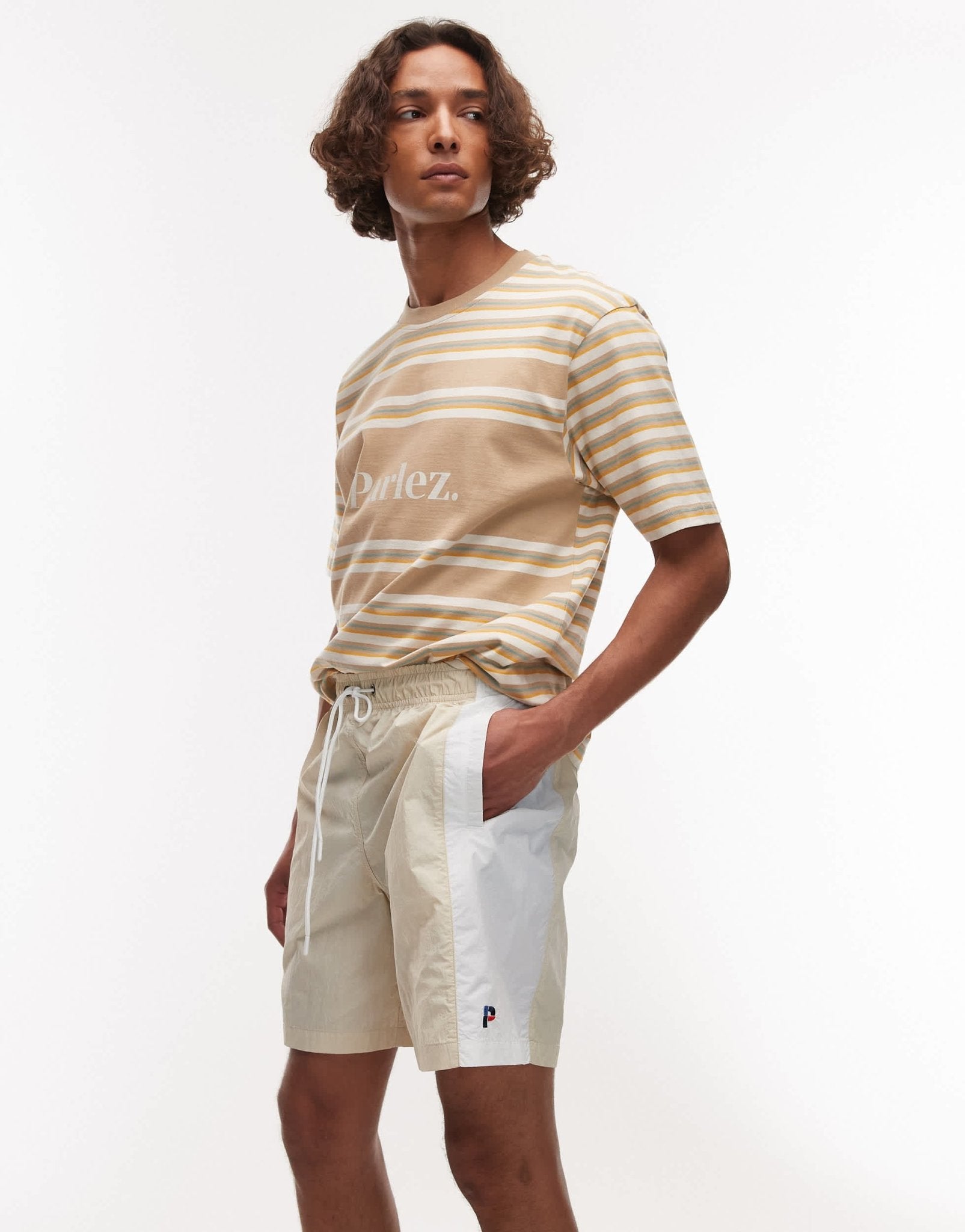 Parlez copa contrast panel relaxed shorts in white - ASOS Sample Sale