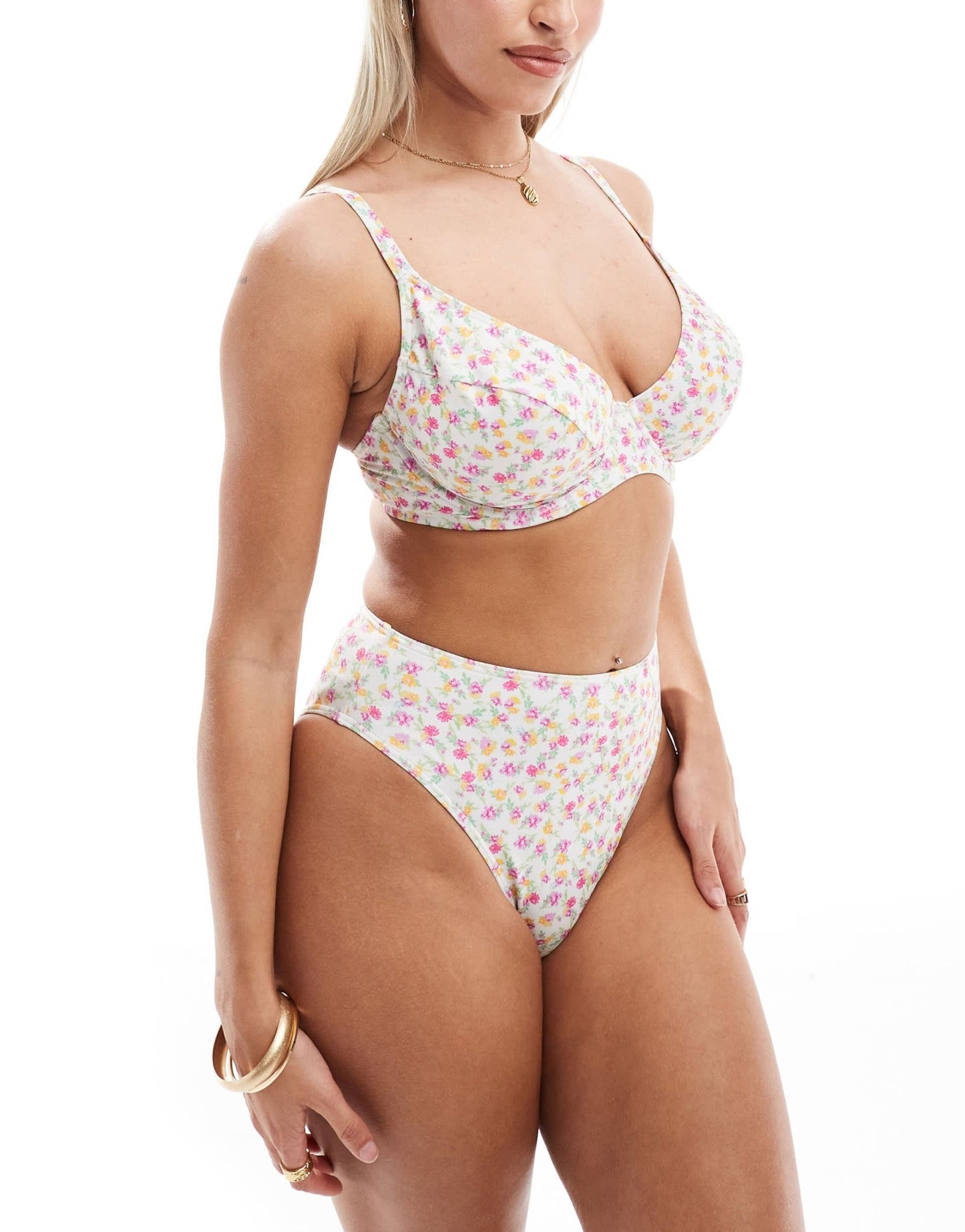 Peek and Beau Fuller Bust high - waist bikini bottom in ditsy floral print - ASOS Sample Sale