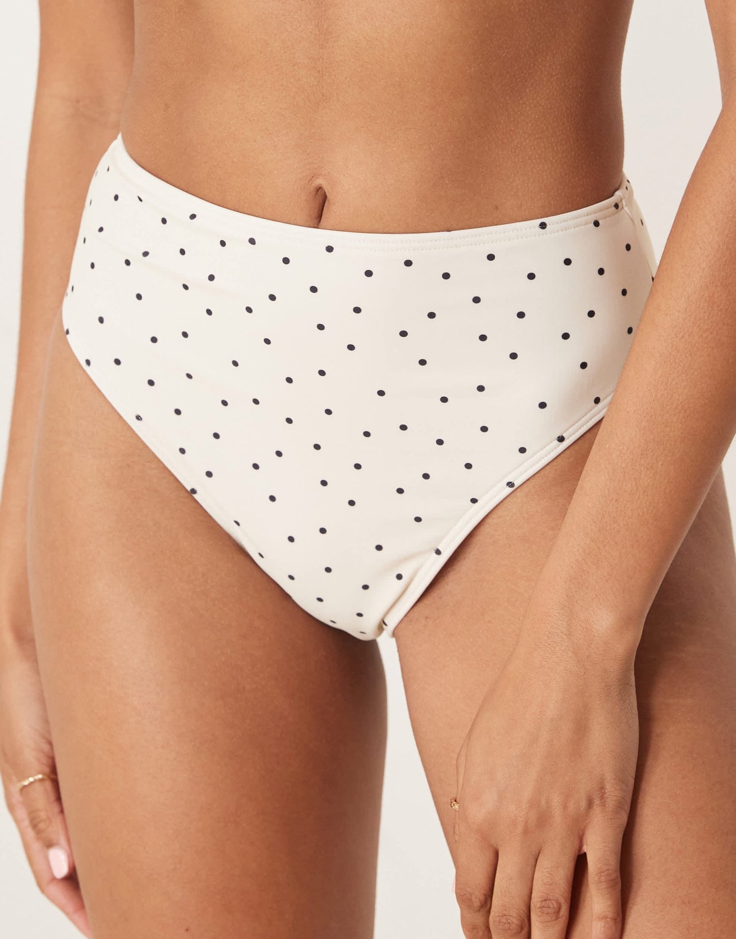 Peek & Beau mini polka dot high waist bikini bottom in cream and black - ASOS Sample Sale