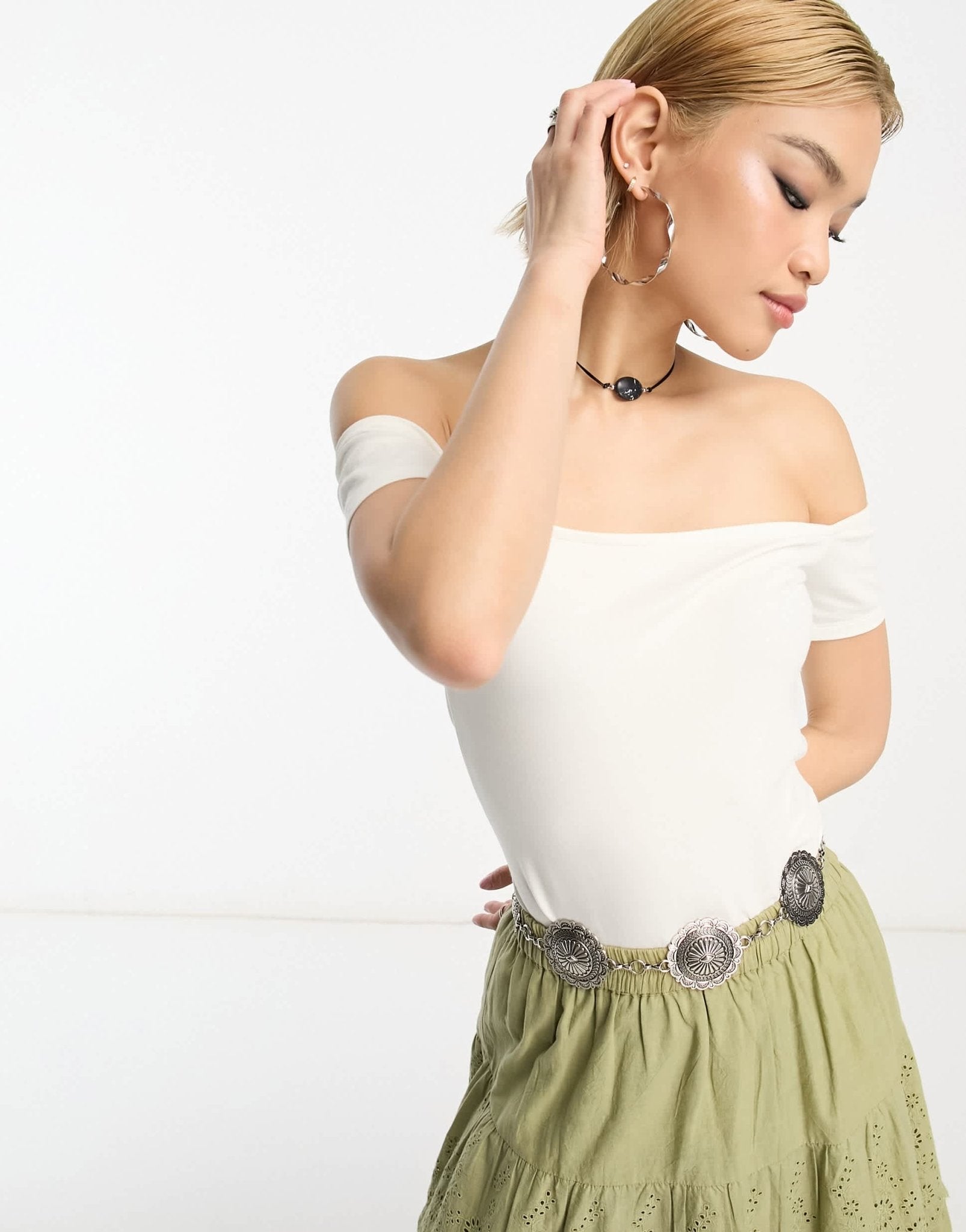 People Tree off shoulder jersey top in white - ASOS Sample Sale