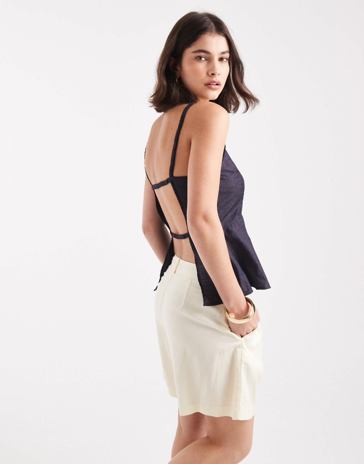Pieces backless cami blouse in granite grey - ASOS Sample Sale