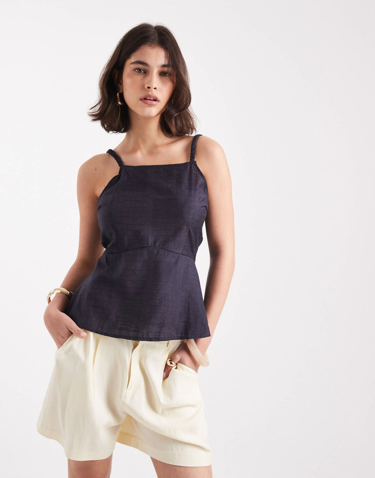 Pieces backless cami blouse in granite grey - ASOS Sample Sale