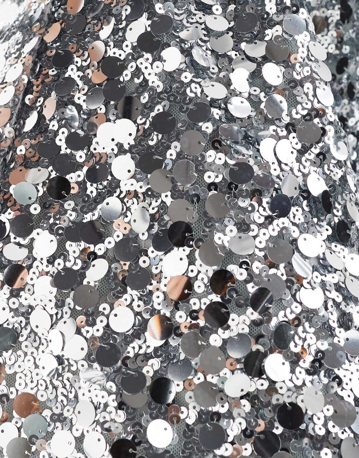 Pieces concert all over sequin glitterball cami mini dress in silver - ASOS Sample Sale