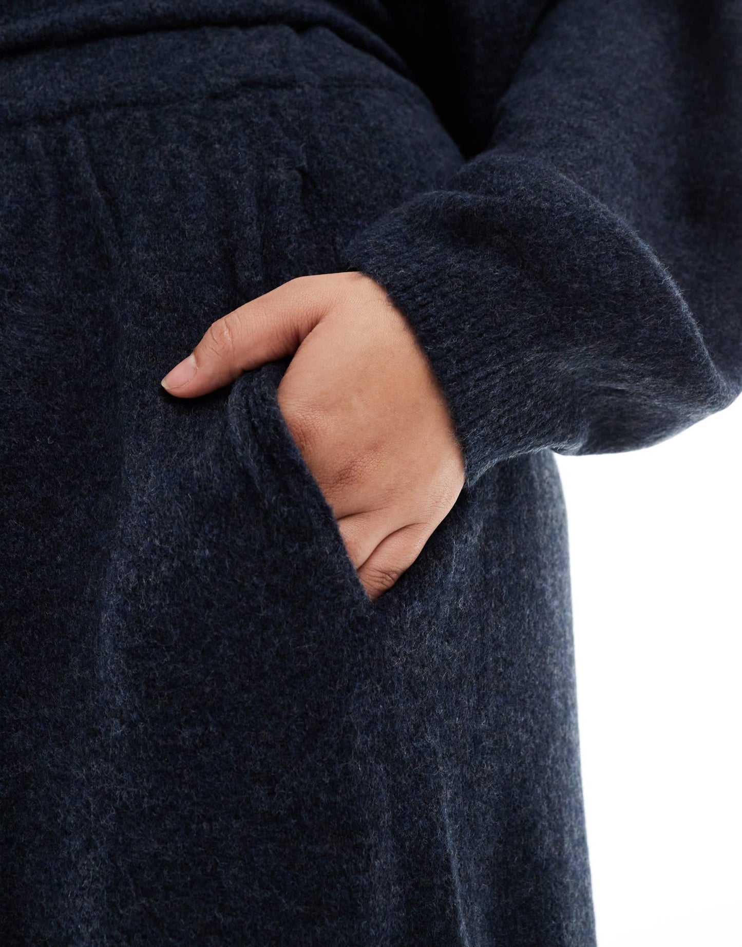 Pieces Curve cozy knitted cuffed jogger co - ord in navy melange - ASOS Sample Sale