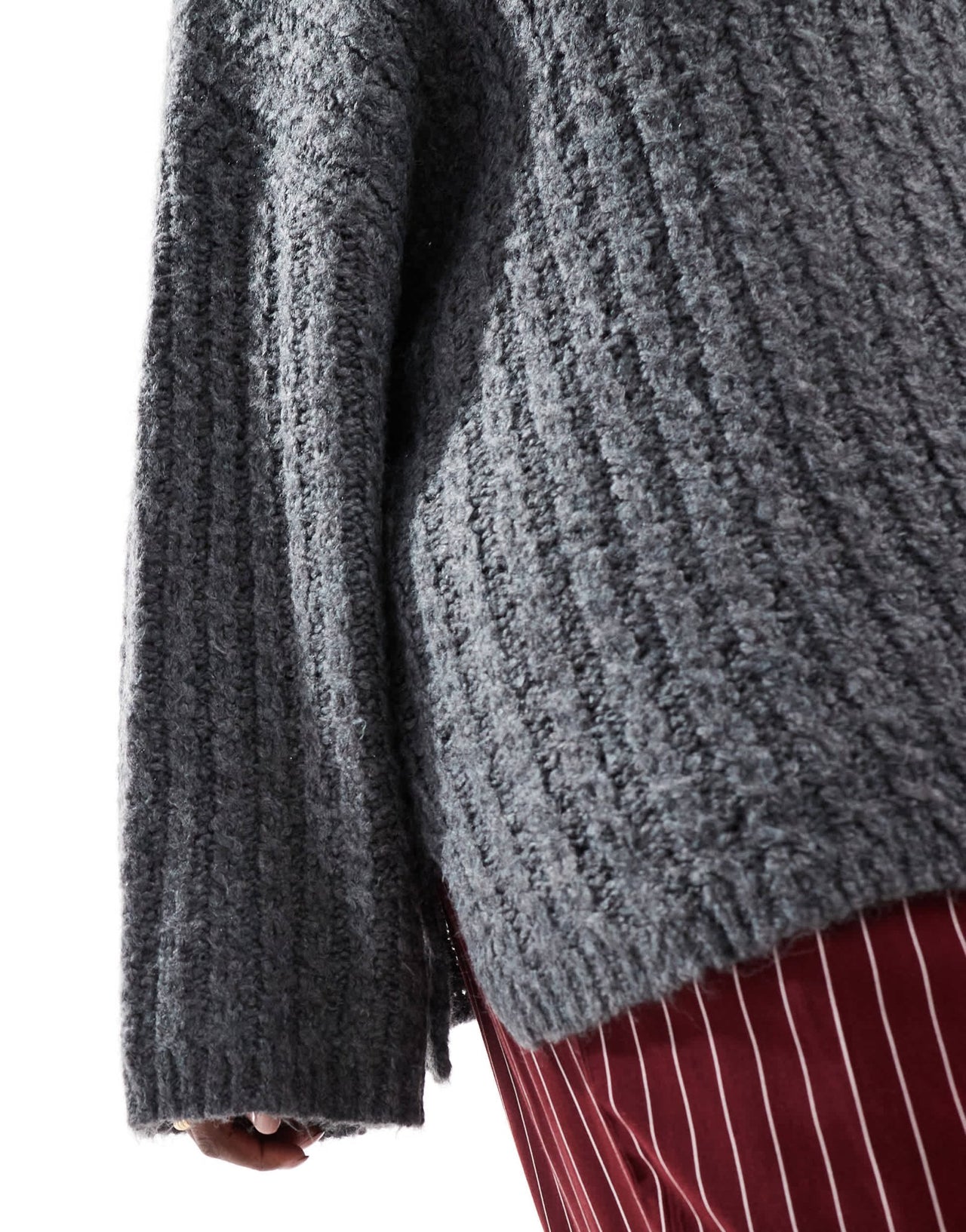 Pieces Curve longline jumper with high neck in grey - ASOS Sample Sale