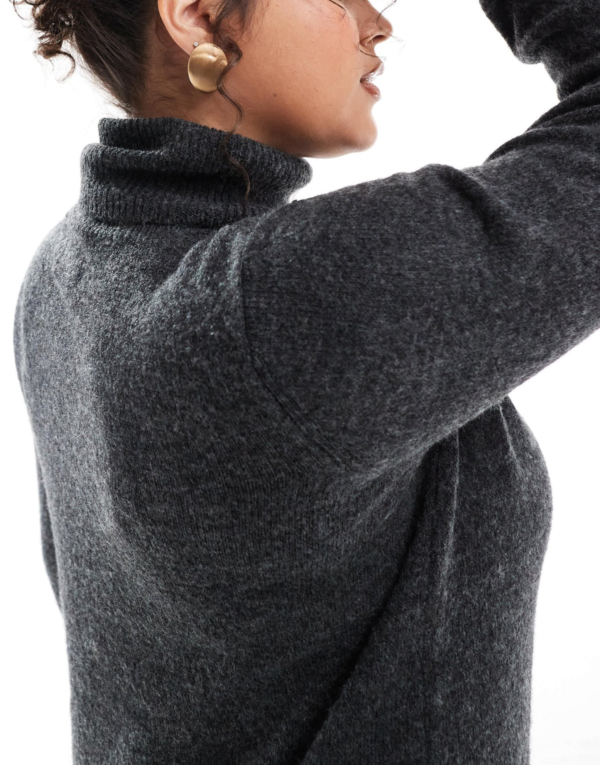 Pieces Curve roll neck maxi jumper dress in dark grey melange - ASOS Sample Sale
