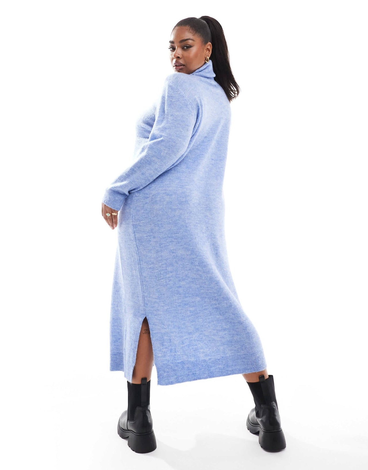 Pieces Curve roll neck maxi jumper dress in hydrangea blue - ASOS Sample Sale
