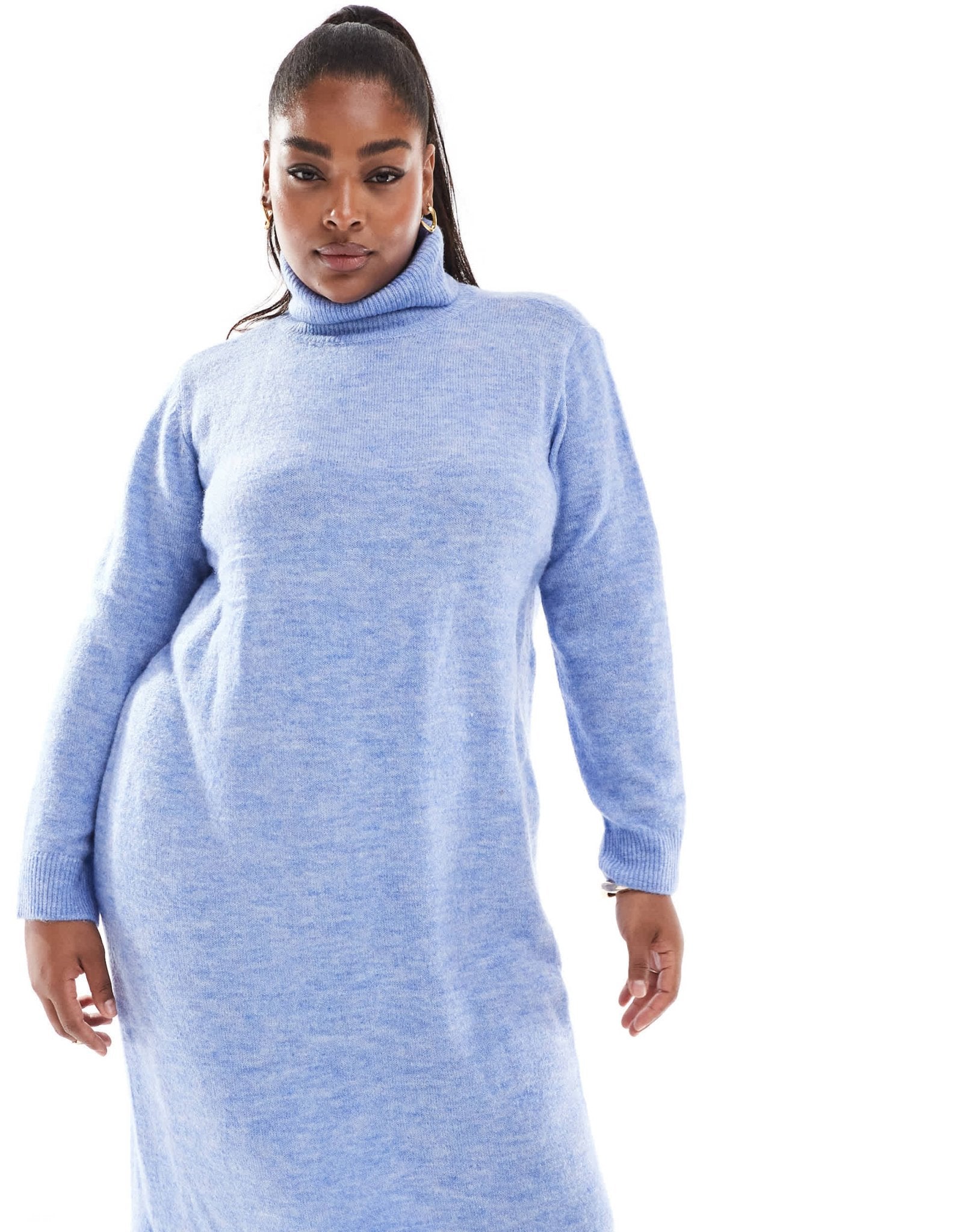 Pieces Curve roll neck maxi jumper dress in hydrangea blue - ASOS Sample Sale