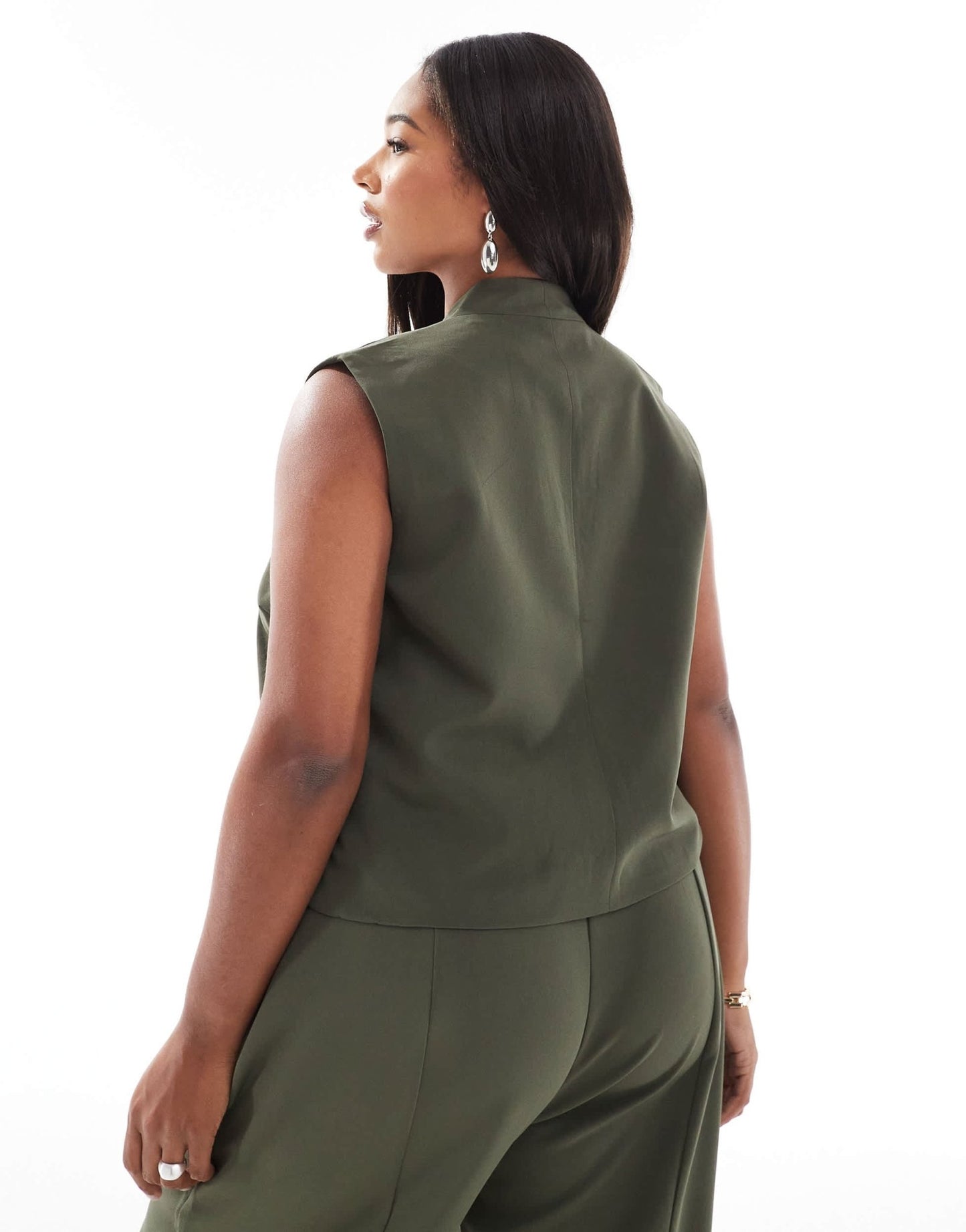 Pieces Curve tailored waistcoat co-ord in khaki - ASOS Sample Sale