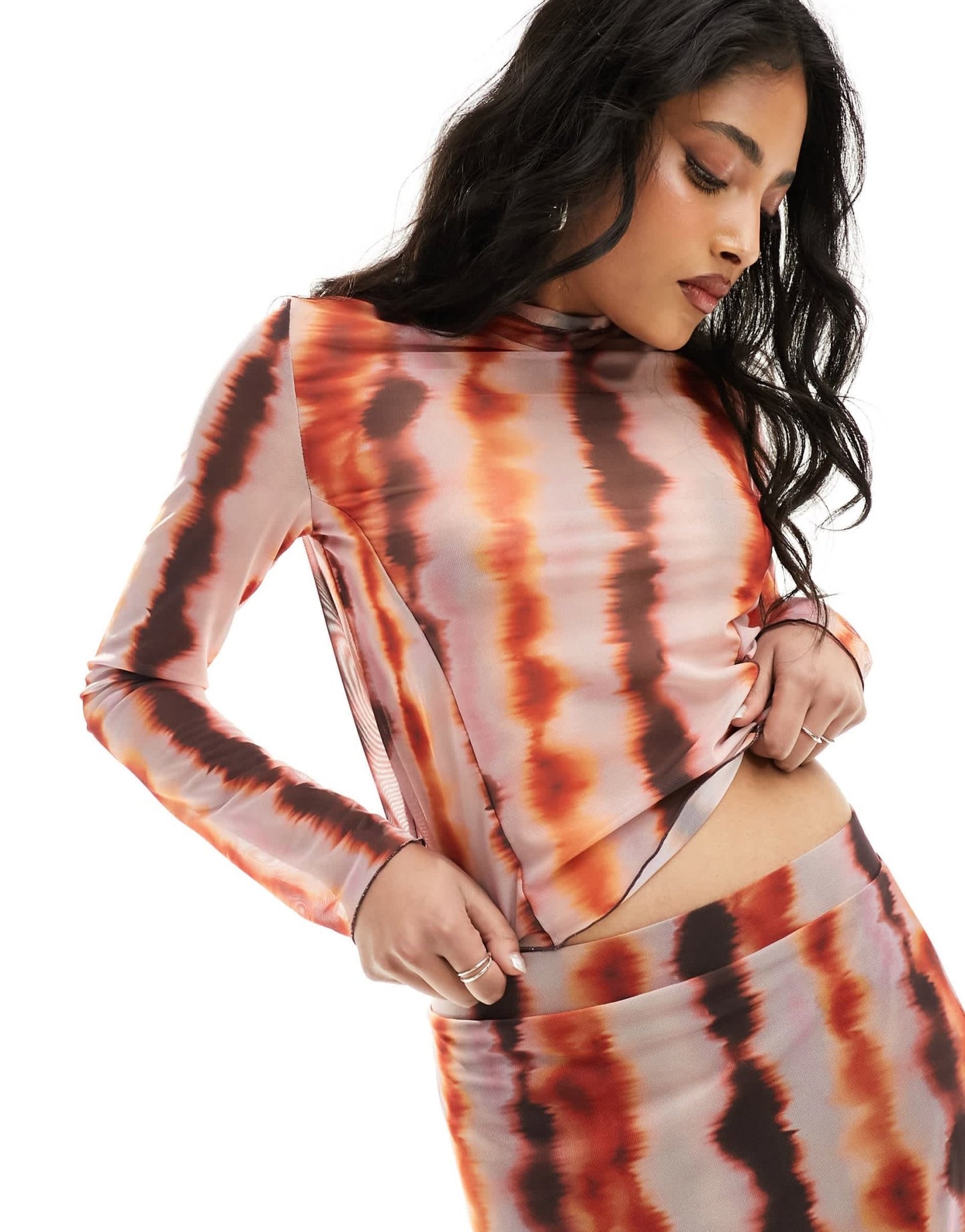 Pieces high neck tye die jersey top co - ord in multi - ASOS Sample Sale