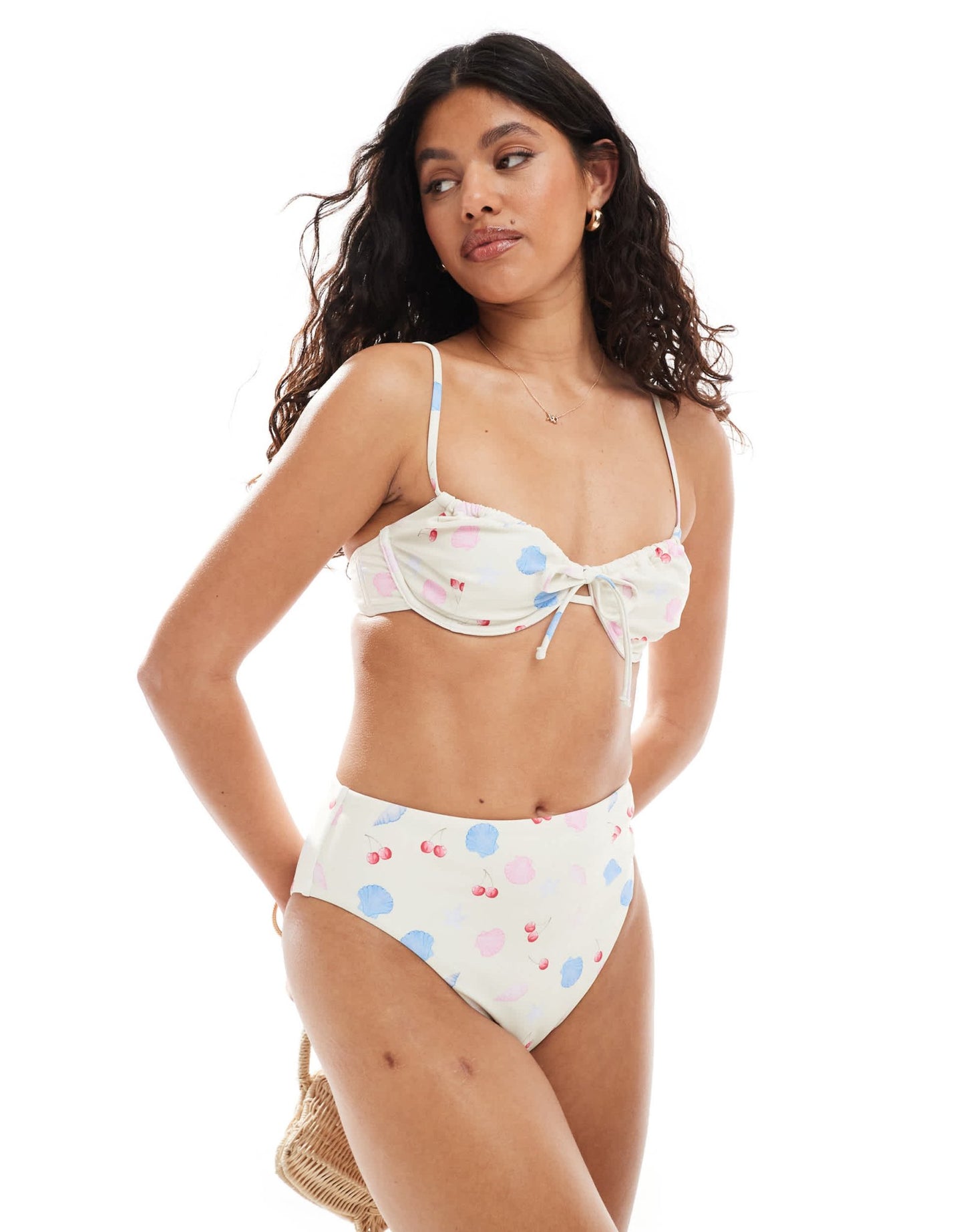 Pieces high waist bikini bottom co-ord in seashell print - ASOS Sample Sale