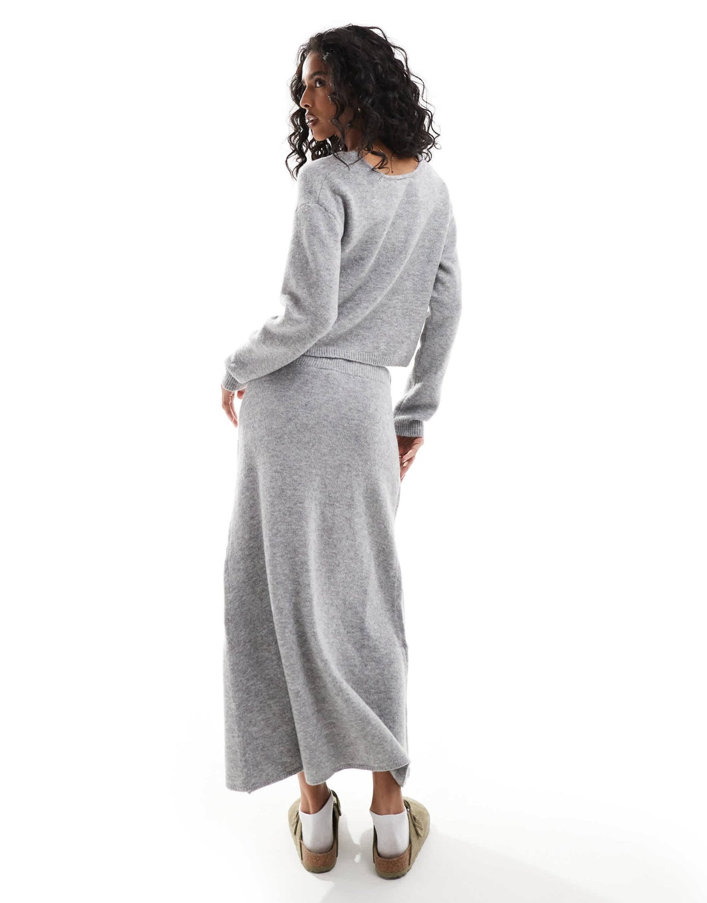 Pieces knitted maxi skirt co - ord in light grey - ASOS Sample Sale