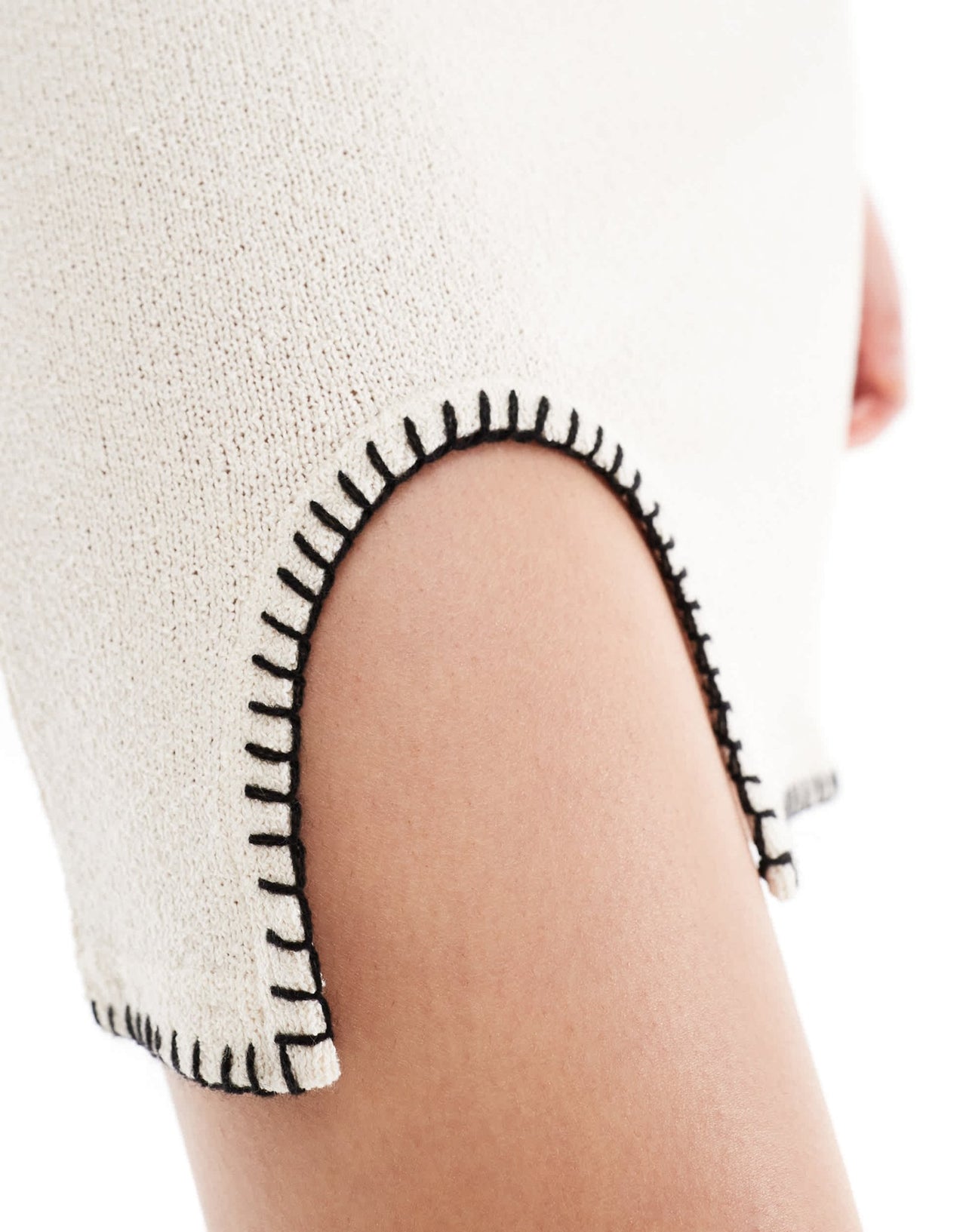 Pieces knitted skirt with contrast stitch co-ord in sandshell - ASOS Sample Sale