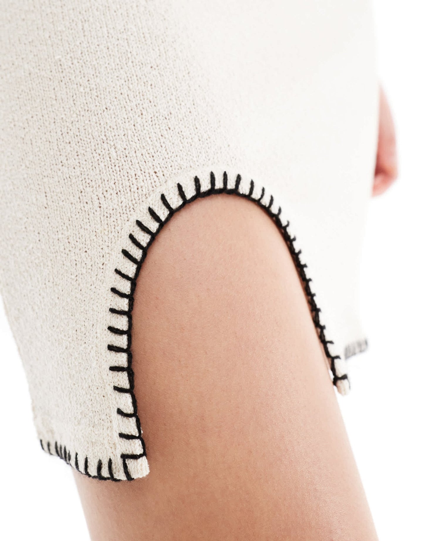 Pieces knitted skirt with contrast stitch co-ord in sandshell - ASOS Sample Sale