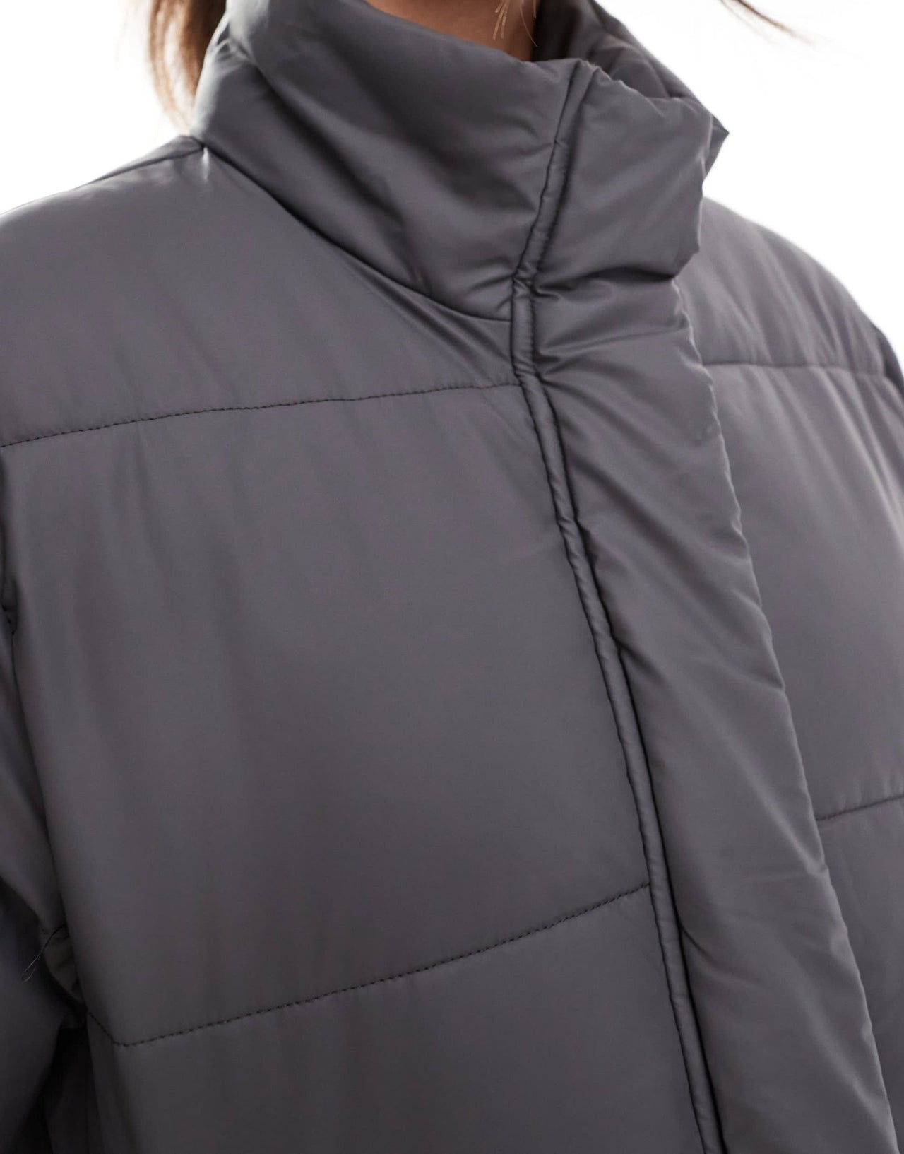 Pieces padded puffer coat with high neck in grey - ASOS Sample Sale