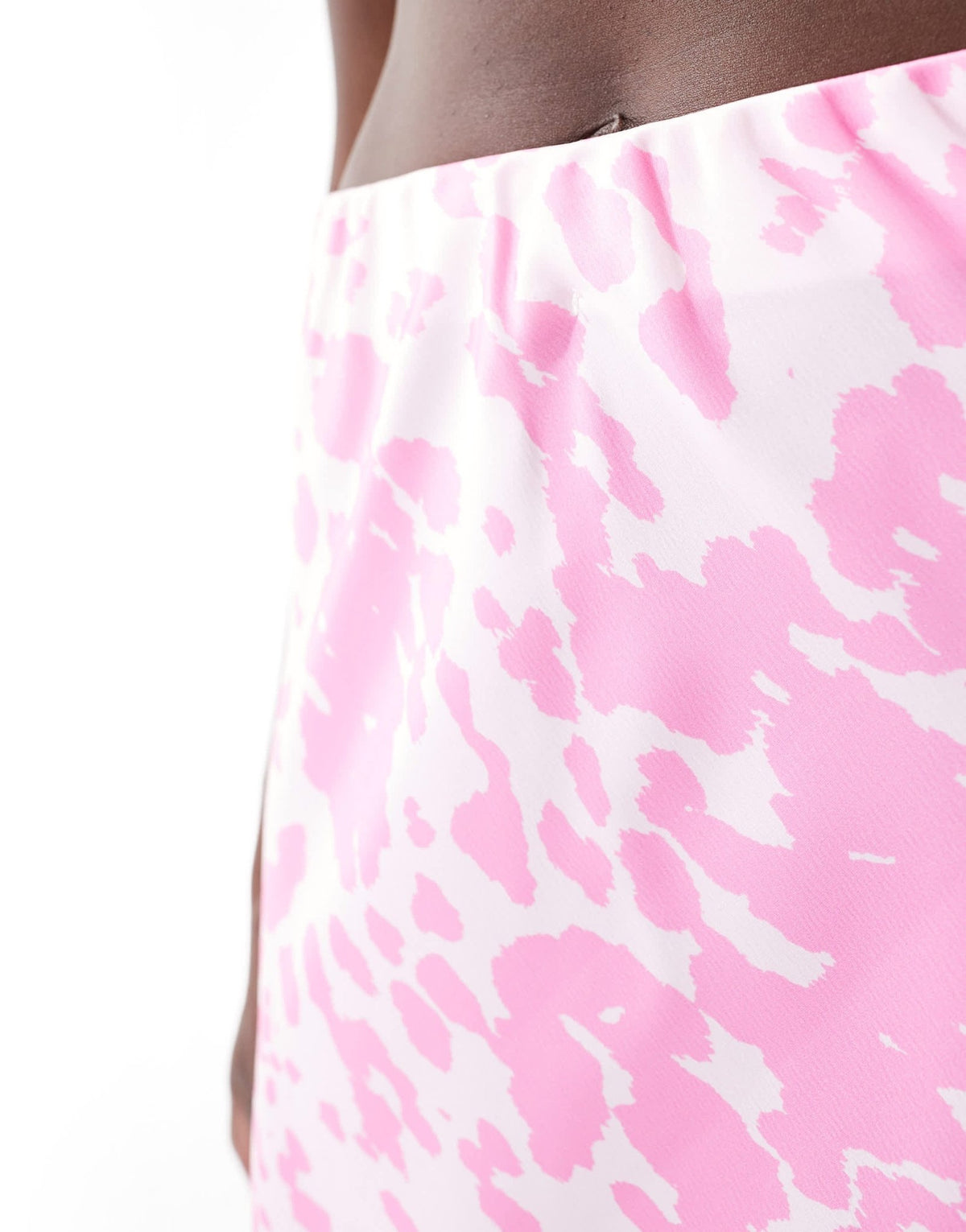Pieces satin maxi skirt in pink cow print - ASOS Sample Sale