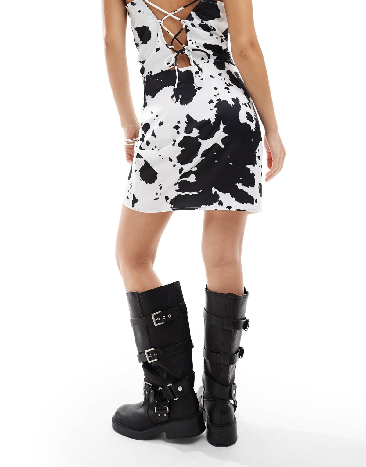 Pieces satin mini skirt co-ord in cow print - ASOS Sample Sale